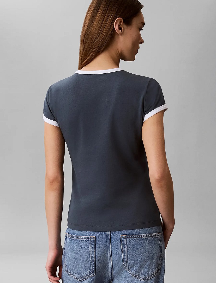 Calvin Klein Jeans - SS SLIM LOGO RINGER TEE - t-shirts - dark slate - 2