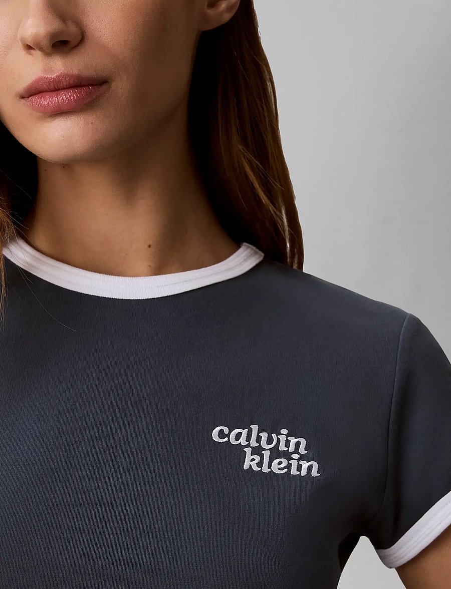 Calvin Klein Jeans - SS SLIM LOGO RINGER TEE - t-shirts - dark slate - 3