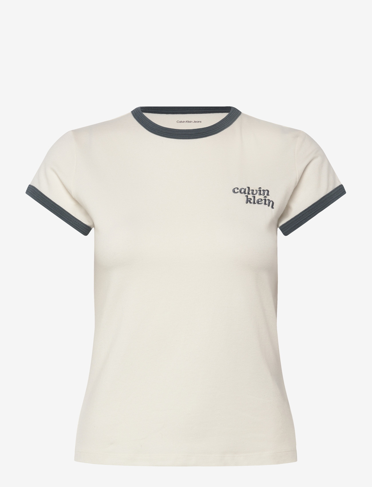 Calvin Klein Jeans - SS SLIM LOGO RINGER TEE - t-shirts - tofu - 0