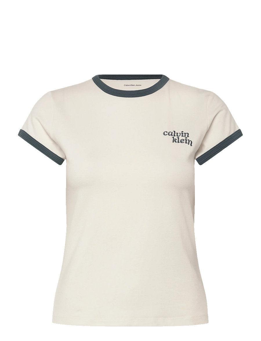 Calvin Klein Jeans - SS SLIM LOGO RINGER TEE - t-shirts - tofu - 1