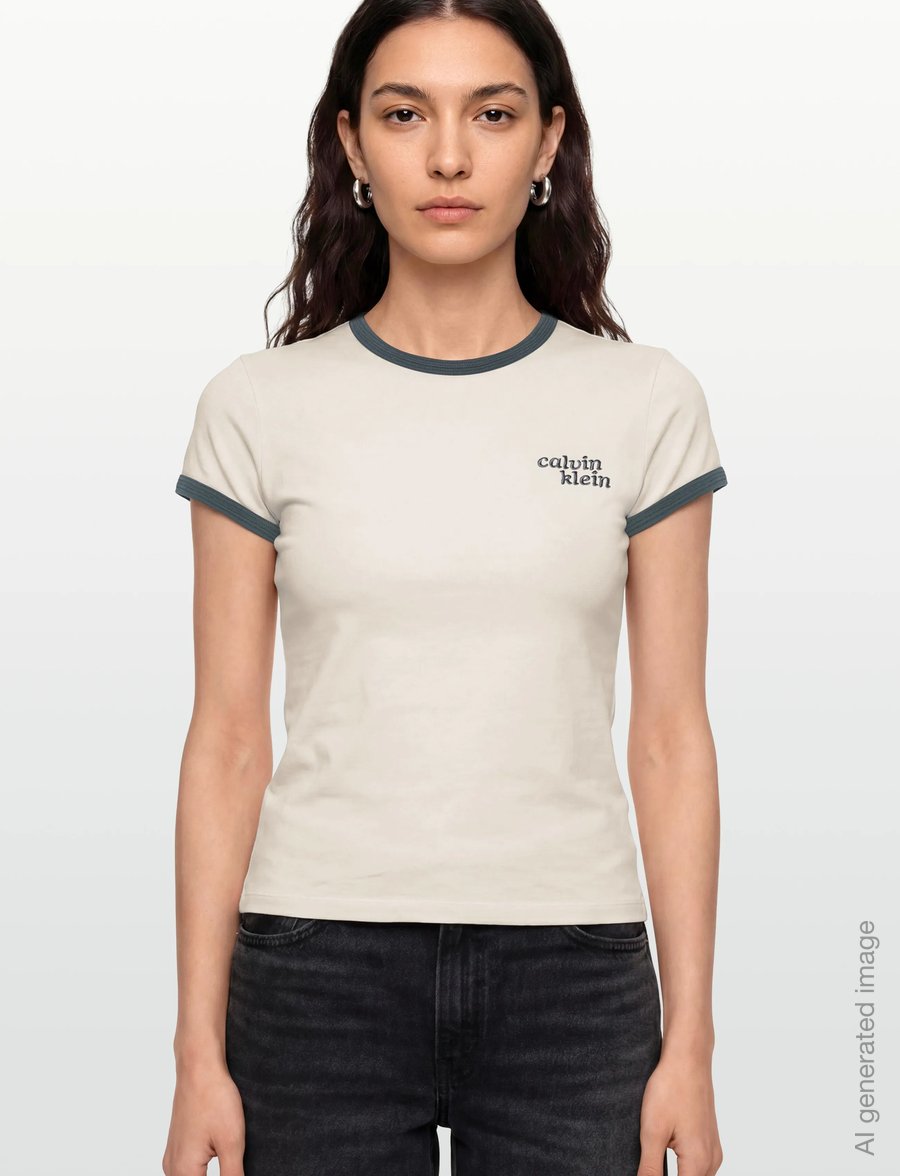Calvin Klein Jeans - SS SLIM LOGO RINGER TEE - t-shirts - tofu - 3