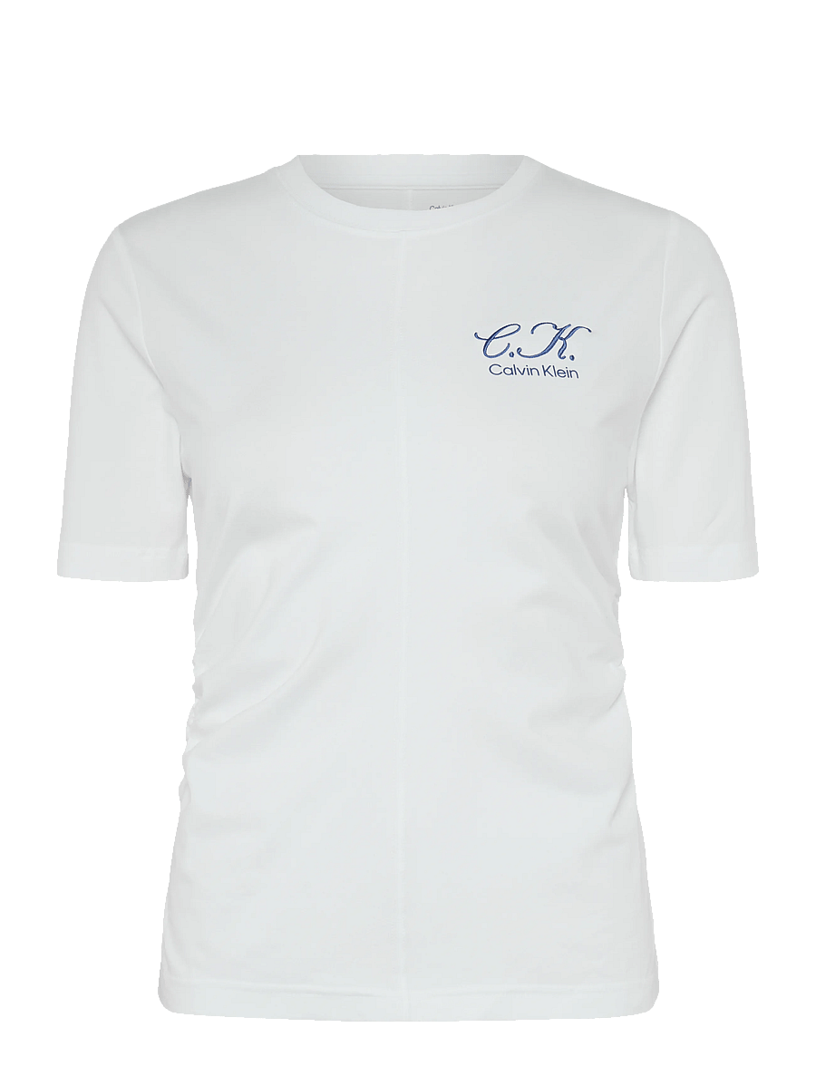 Calvin Klein Jeans - SS SLIM LOGO INITIAL TEE - t-shirts - bright white - 0