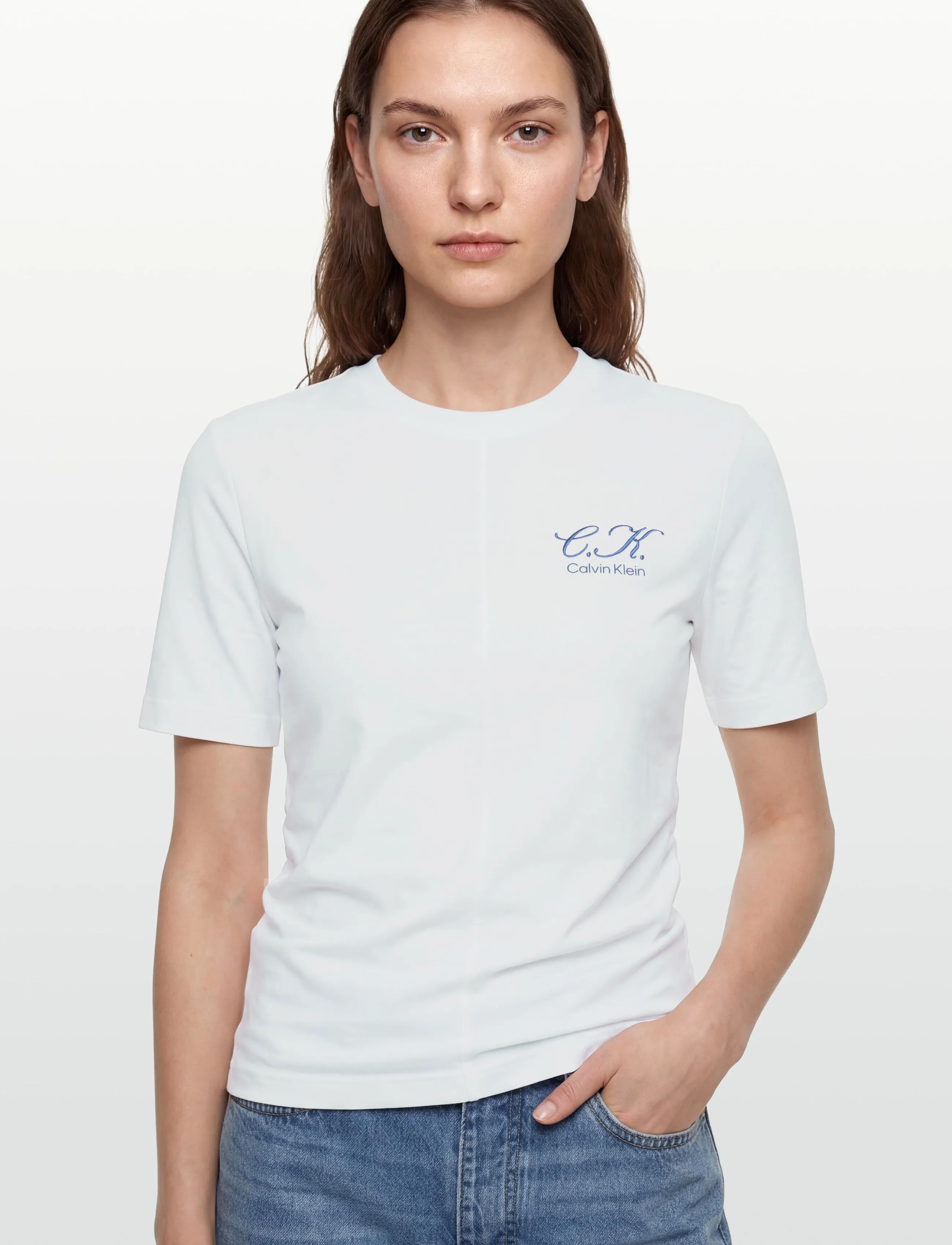 Calvin Klein Jeans - SS SLIM LOGO INITIAL TEE - t-shirts - bright white - 3