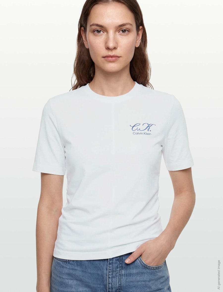Calvin Klein Jeans - SS SLIM LOGO INITIAL TEE - t-shirts - bright white - 3