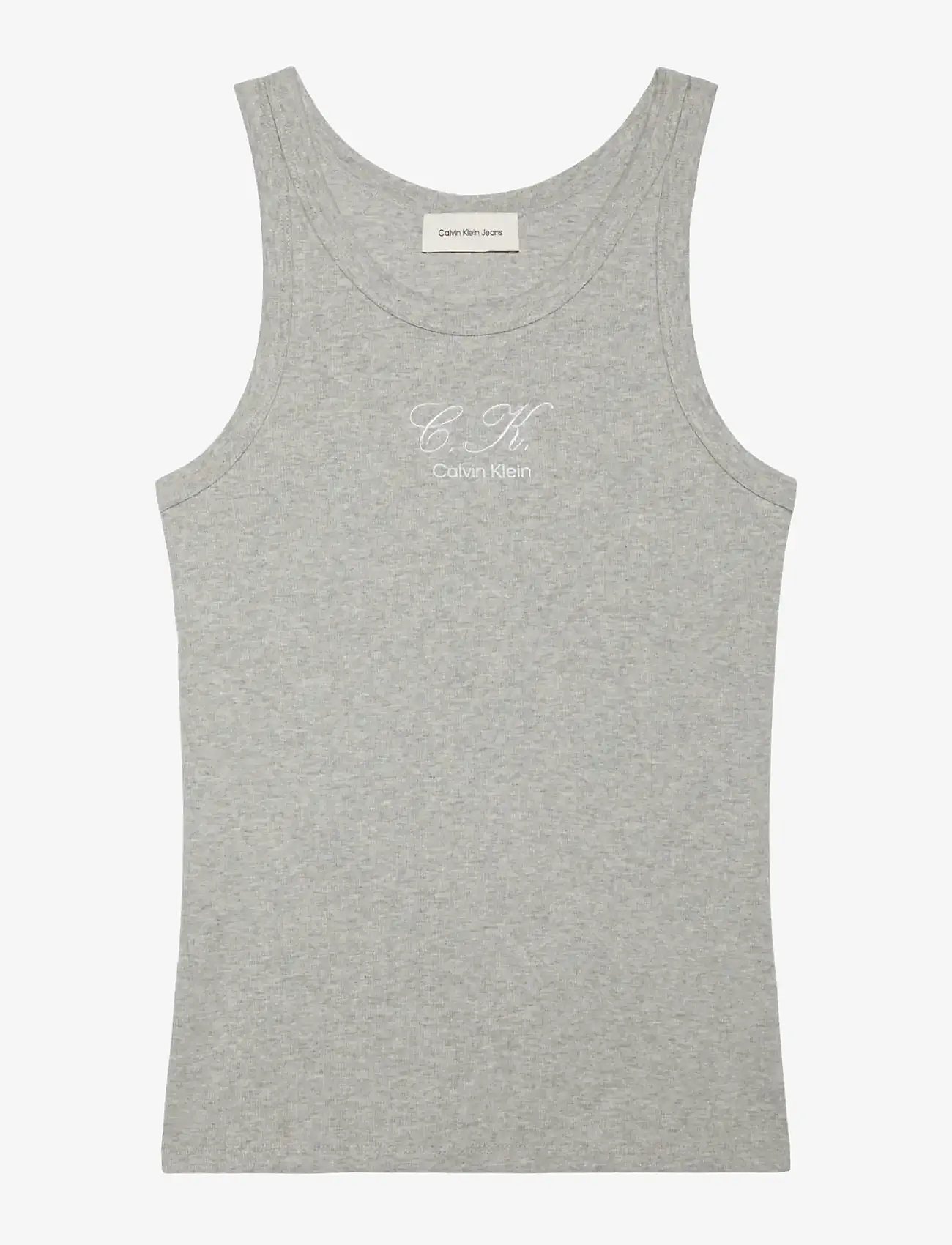 Calvin Klein Jeans - SL CONTOUR RIB LOGO INITIAL TANK - tanktops - b10 grey heather - 1