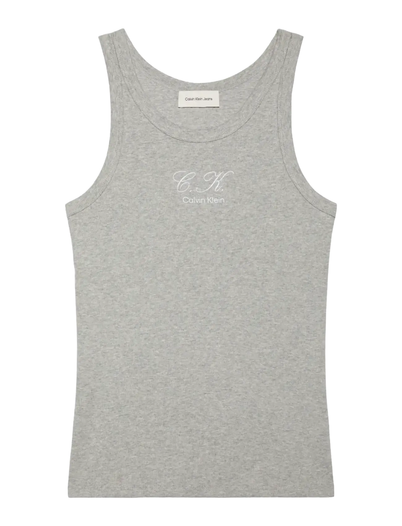 Calvin Klein Jeans SL CONTOUR RIB LOGO INITIAL TANK - Nyheder - B10 GREY HEATHER / grey