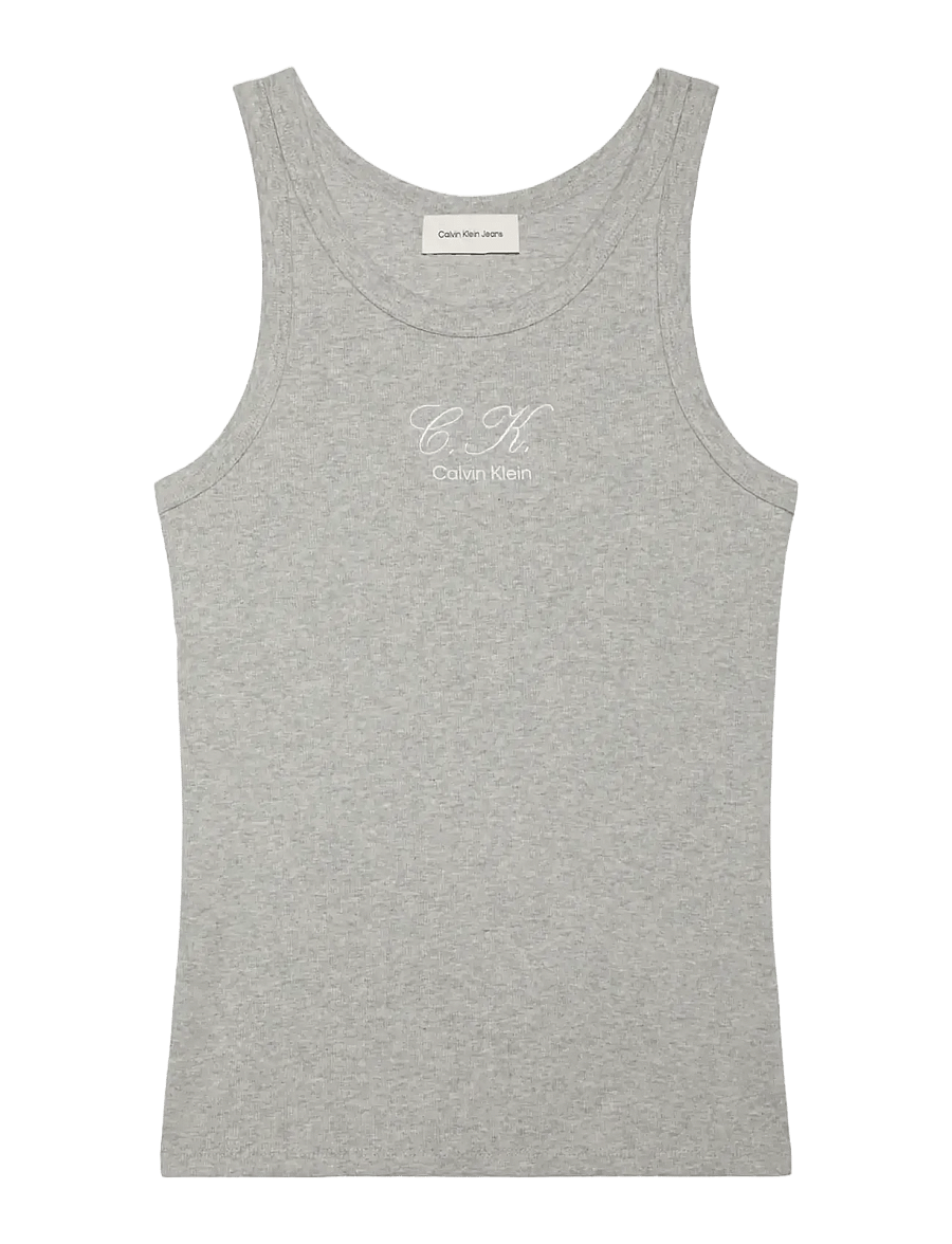 Calvin Klein Jeans - SL CONTOUR RIB LOGO INITIAL TANK - linnen - b10 grey heather - 1