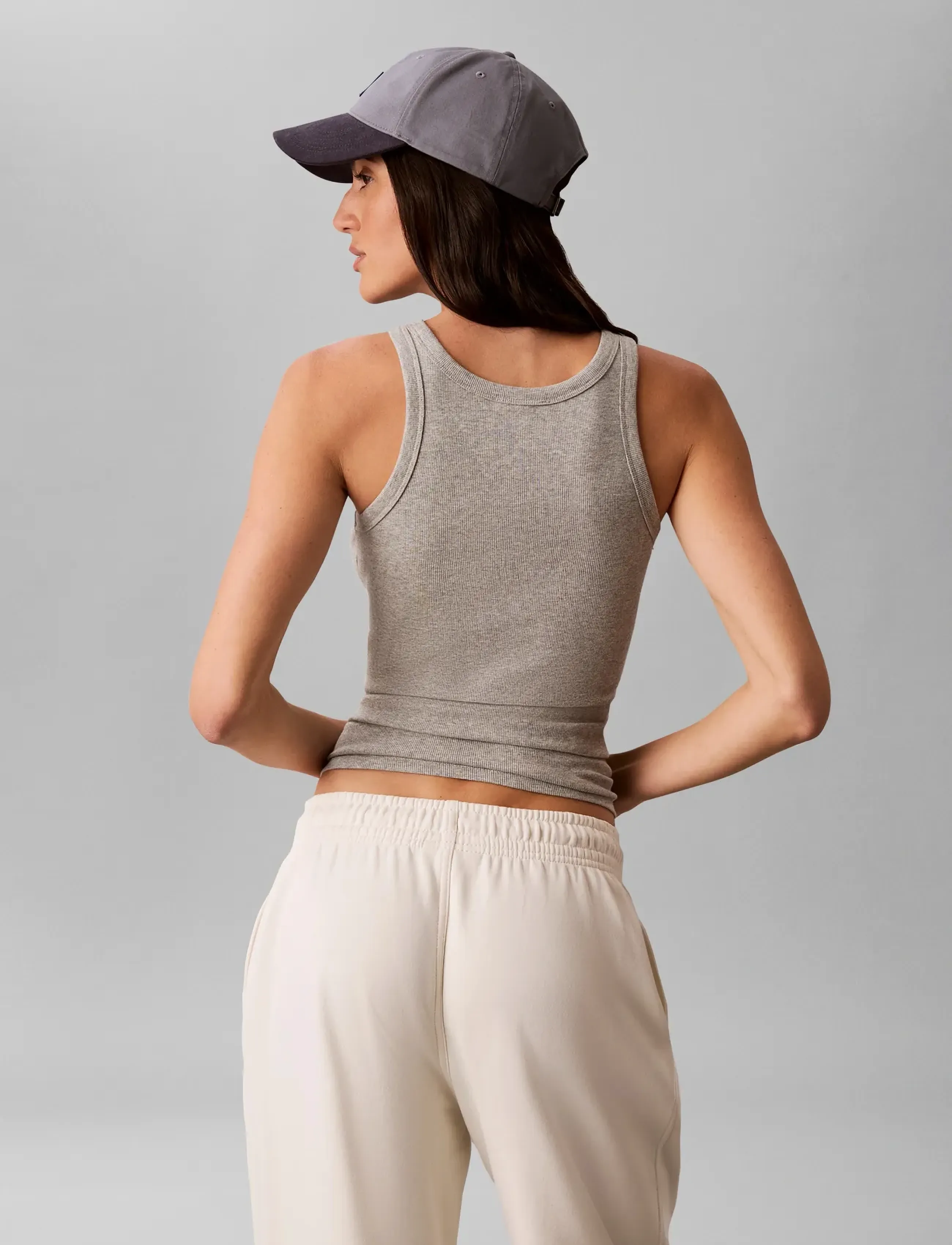 Calvin Klein Jeans - SL CONTOUR RIB LOGO INITIAL TANK - hauts sans manches - b10 grey heather - 2