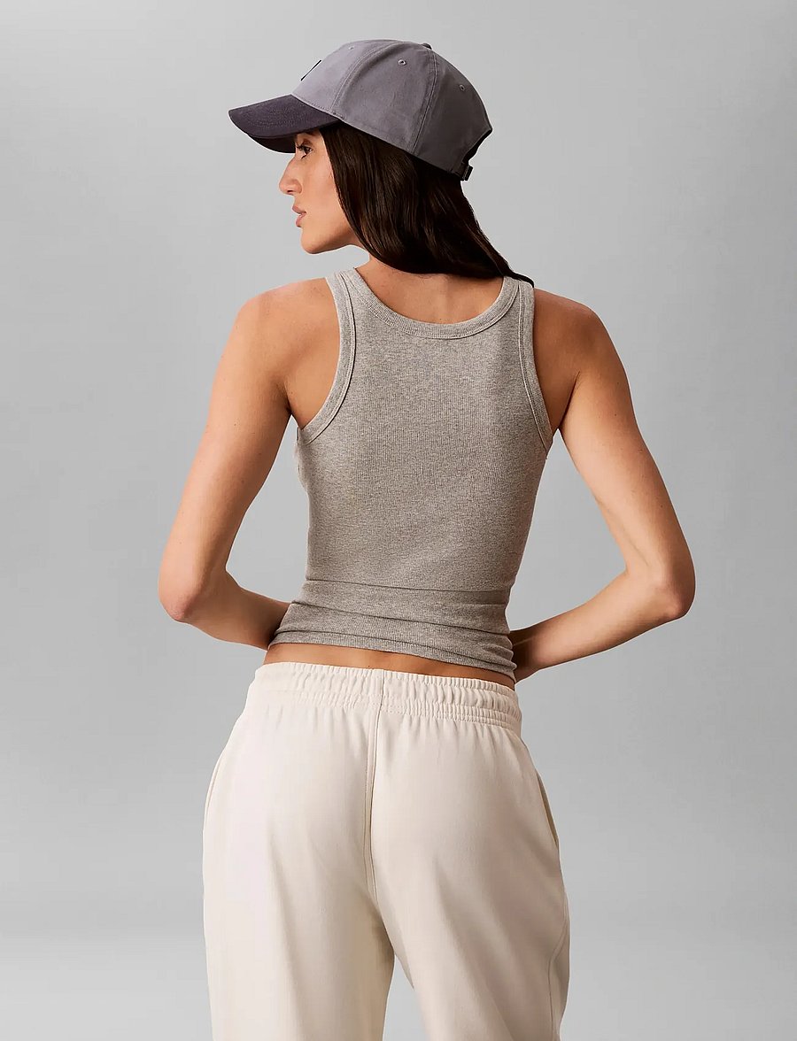 Calvin Klein Jeans - SL CONTOUR RIB LOGO INITIAL TANK - linnen - b10 grey heather - 2