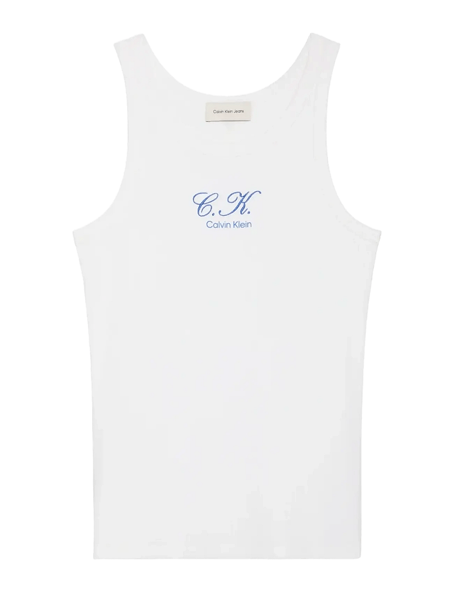 Calvin Klein Jeans - SL CONTOUR RIB LOGO INITIAL TANK - tanktops - bright white - 1