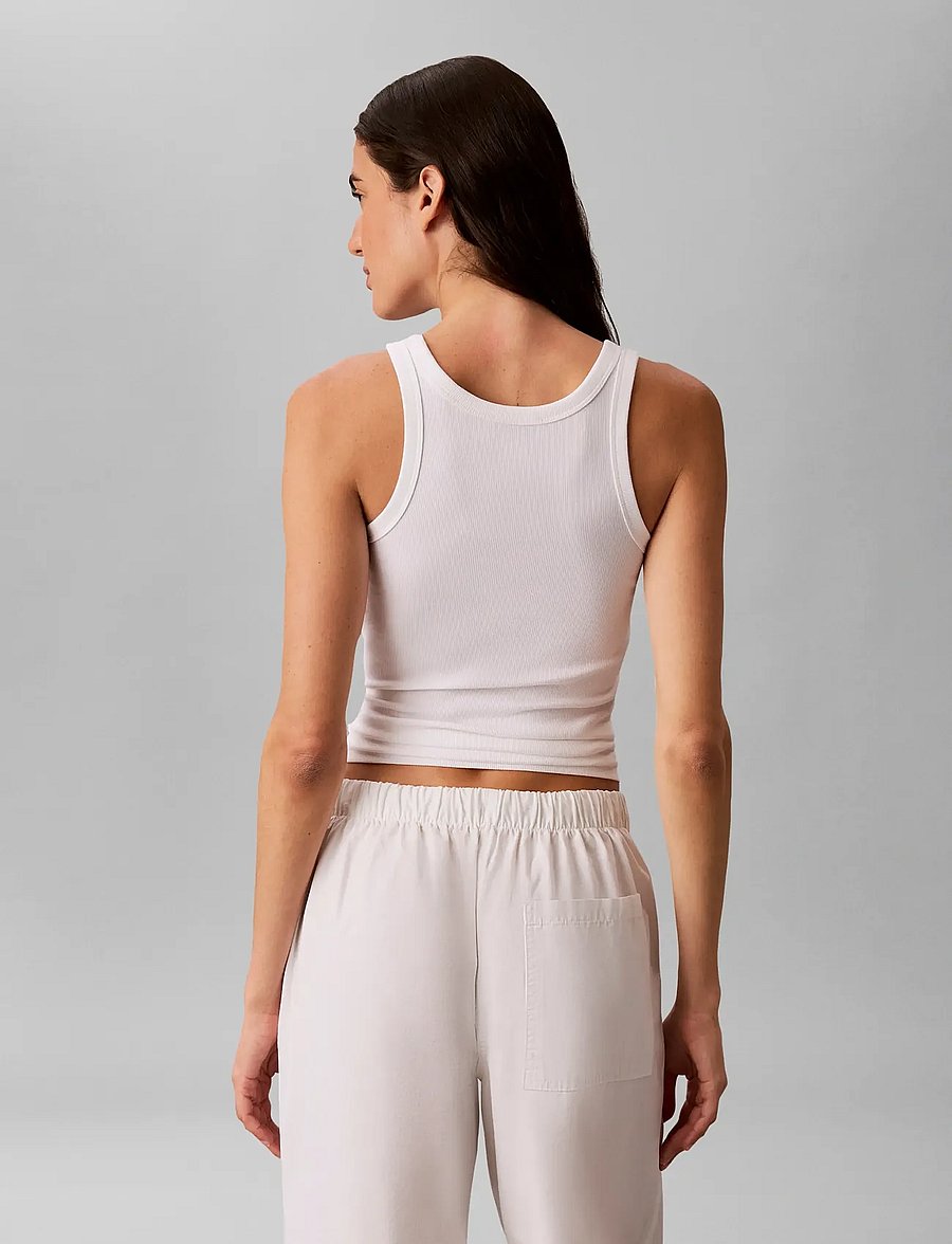 Calvin Klein Jeans - SL CONTOUR RIB LOGO INITIAL TANK - tanktops - bright white - 2