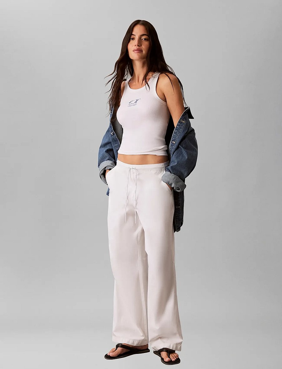 Calvin Klein Jeans - SL CONTOUR RIB LOGO INITIAL TANK - tanktops - bright white - 5