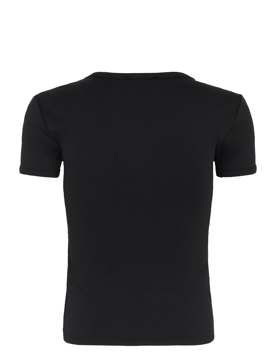 Calvin Klein Jeans - SS CONTOUR RIB LOGO RINGER TEE - t-shirts - black - 1