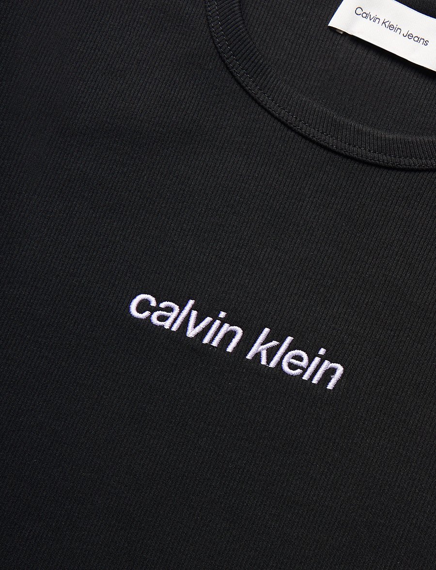 Calvin Klein Jeans - SS CONTOUR RIB LOGO RINGER TEE - t-shirts - black - 2
