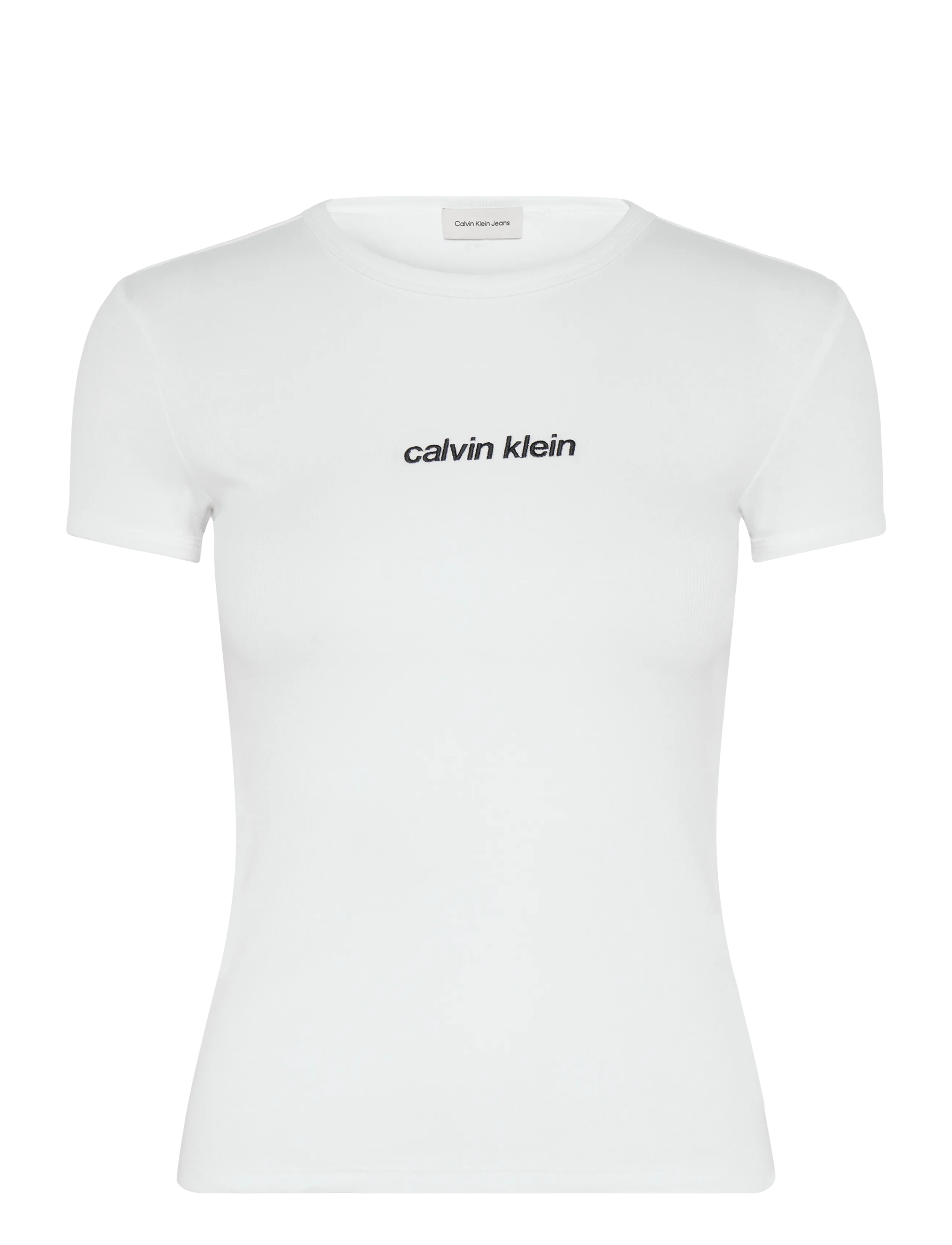 Calvin Klein Jeans SS CONTOUR RIB LOGO RINGER TEE - T-shirts - BRIGHT WHITE / white