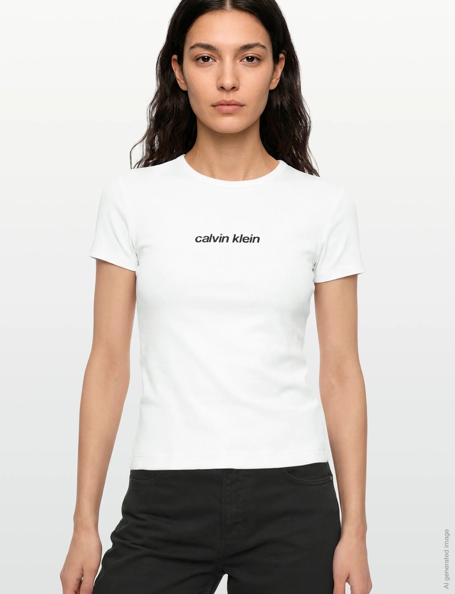 Calvin Klein Jeans - SS CONTOUR RIB LOGO RINGER TEE - t-shirts - bright white - 3