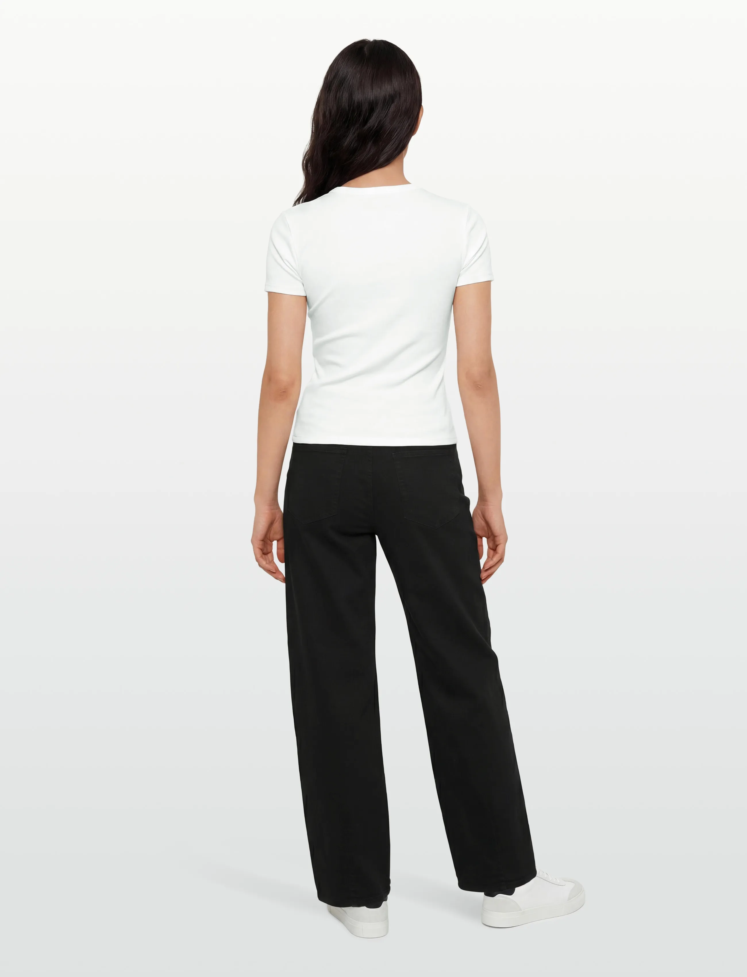 Calvin Klein Jeans - SS CONTOUR RIB LOGO RINGER TEE - t-shirts - bright white - 4