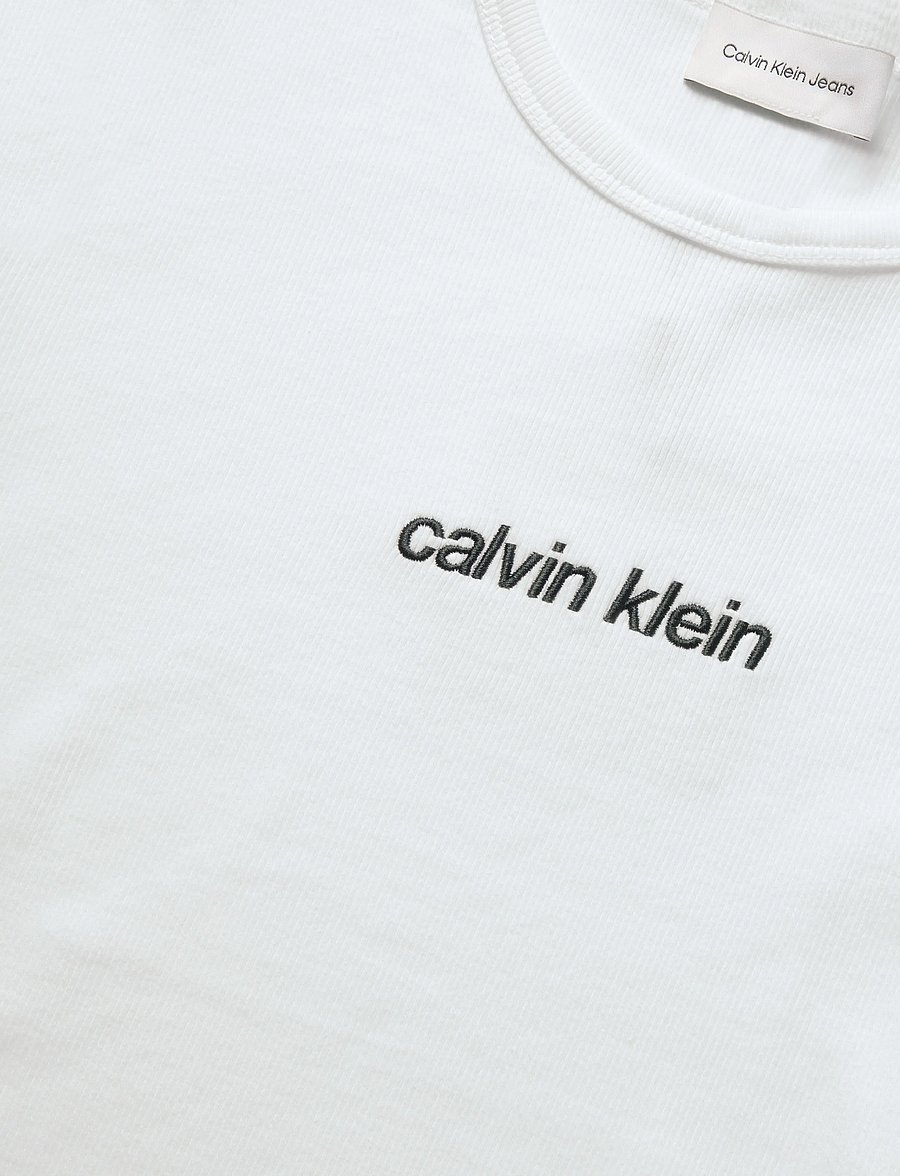 Calvin Klein Jeans - SS CONTOUR RIB LOGO RINGER TEE - t-shirts - bright white - 2