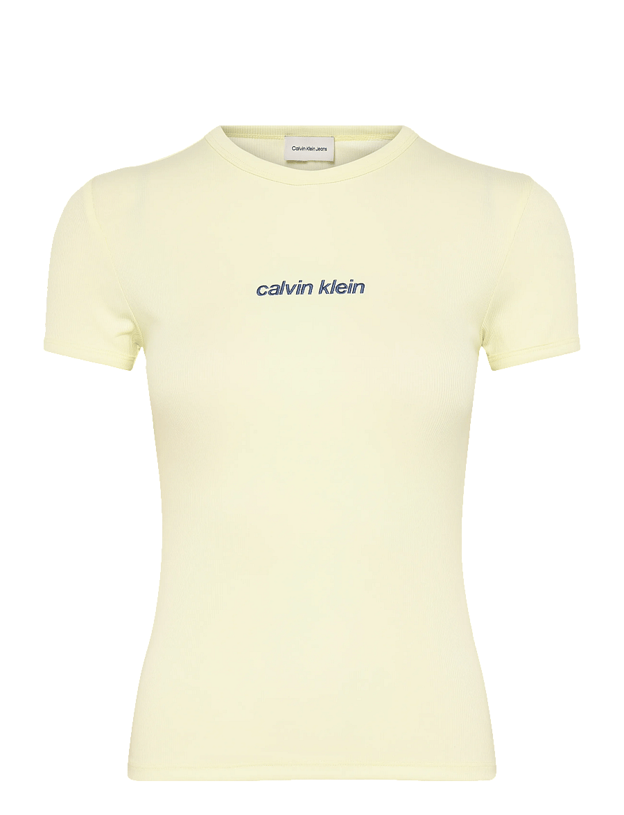 Calvin Klein Jeans - SS CONTOUR RIB LOGO RINGER TEE - t-shirts - green essence - 0