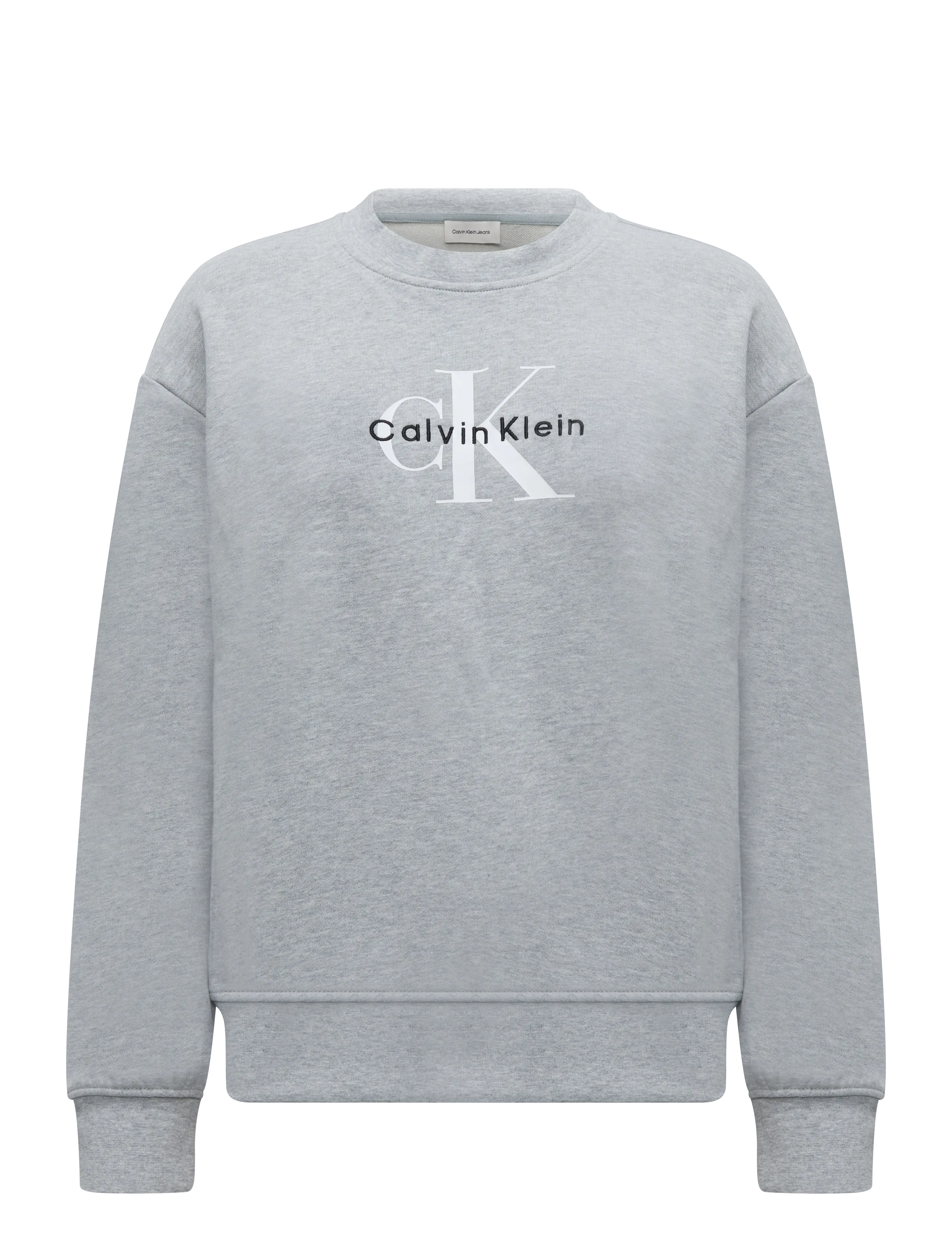 Calvin Klein Jeans LS FRENCH TERRY MONOLOGO CREW - Sweatshirts - HEROIC GREY HEATHER / grey