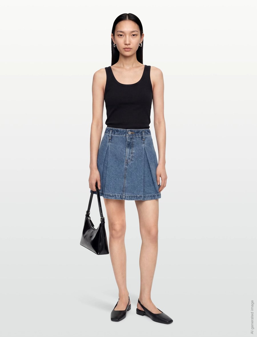 Calvin Klein Jeans - PLEATED DENIM MINI SKIRT TINTED - faltenröcke - tinted airway - 0