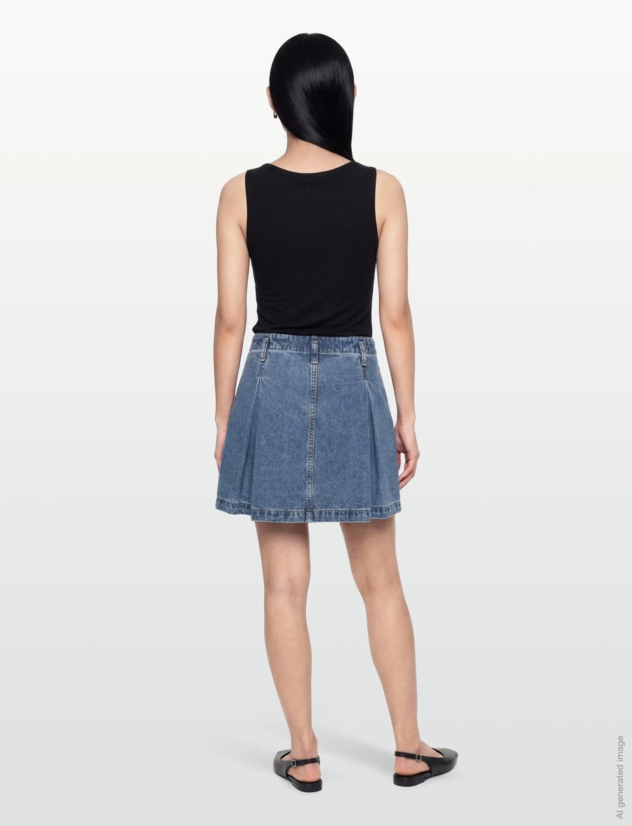 Calvin Klein Jeans - PLEATED DENIM MINI SKIRT TINTED - faltenröcke - tinted airway - 4