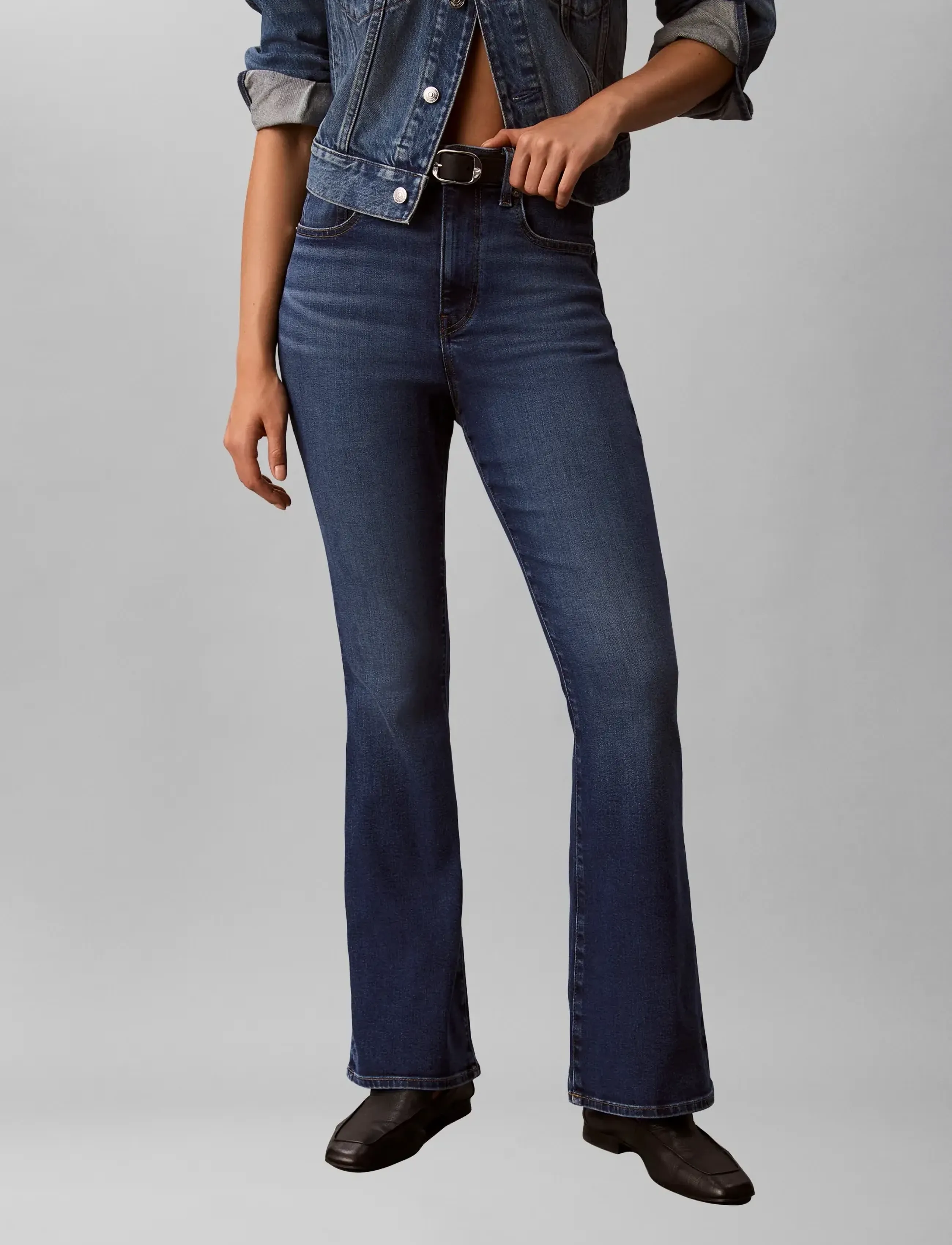 Calvin Klein Jeans HIGH RISE FLARE MIDTOWN BLUE - Officewear - MIDTOWN BLUE / blue