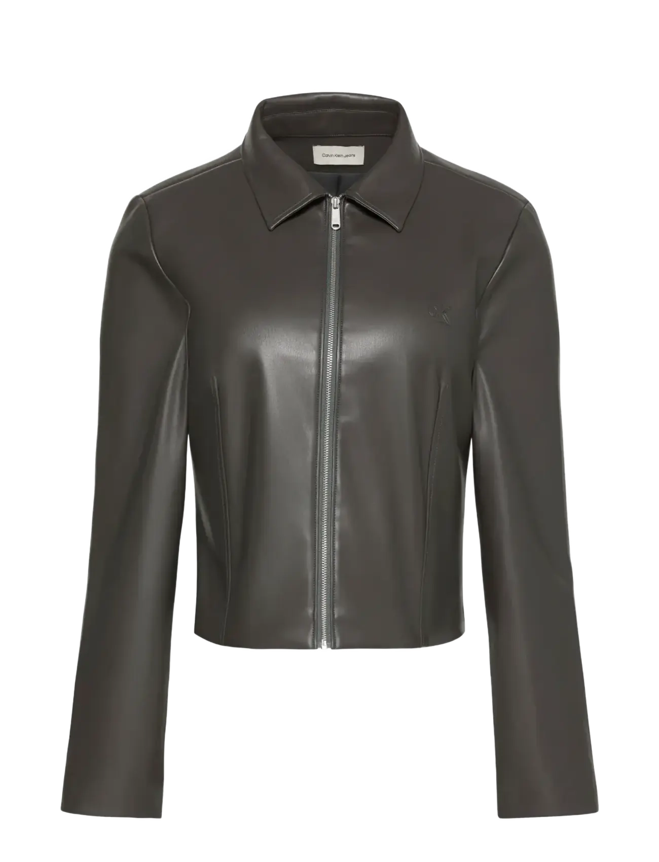 Calvin Klein Jeans - FAUX LEATHER LS ZIP SHIRT - volcanic ash - 1