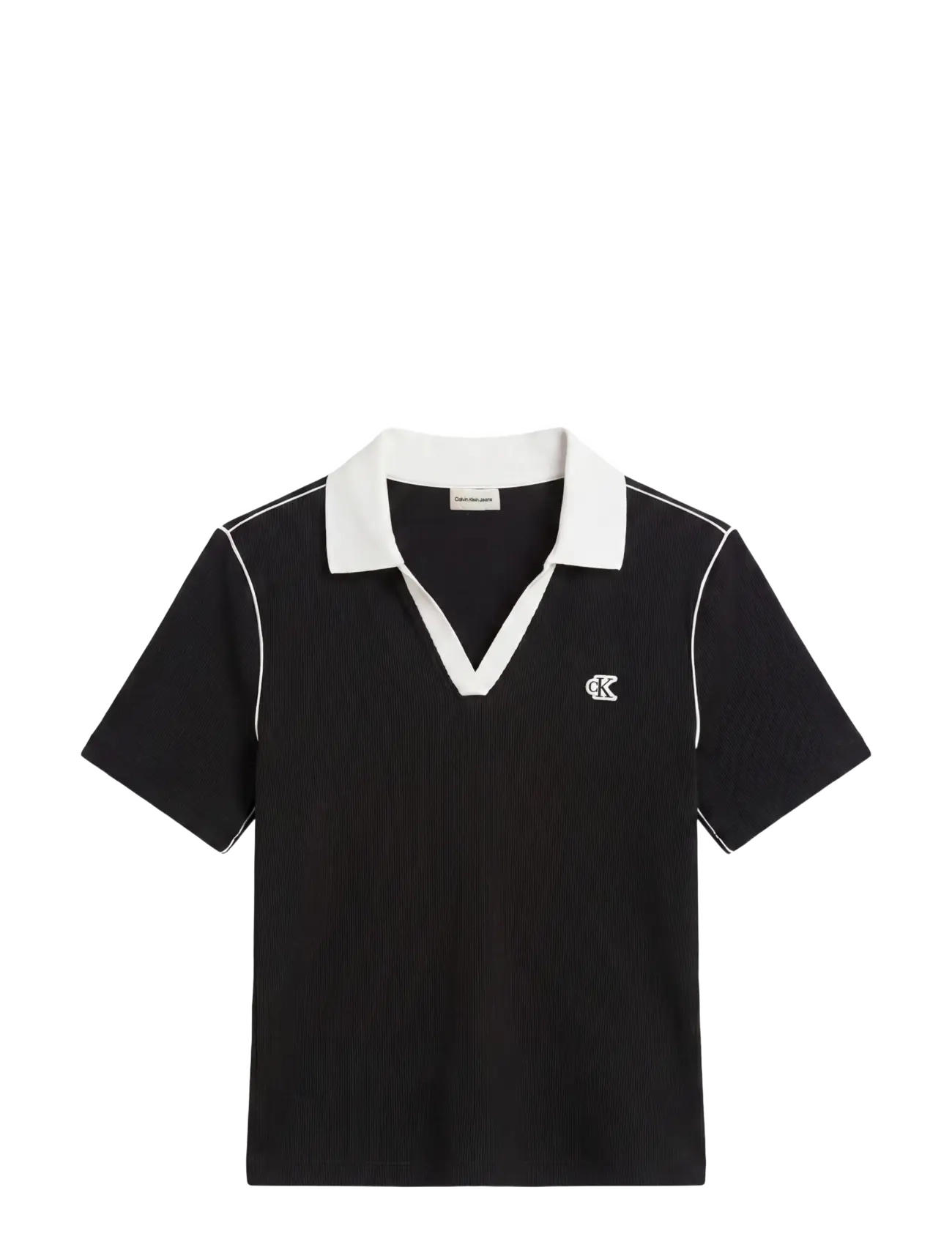 Calvin Klein Jeans - SS COLOR BLCK 2X2 BABY RIB POLO - black - 1