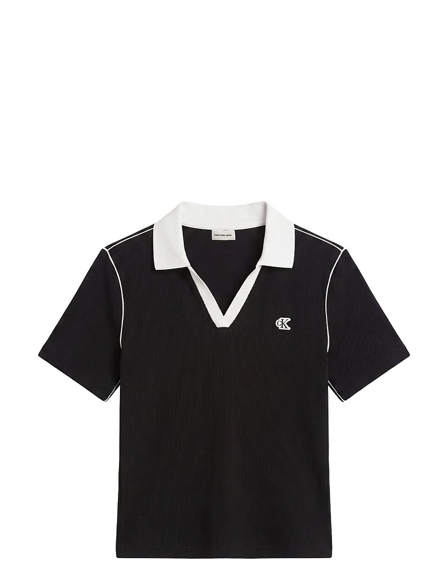 Calvin Klein Jeans - SS COLOR BLCK 2X2 BABY RIB POLO - polo shirts - black - 1