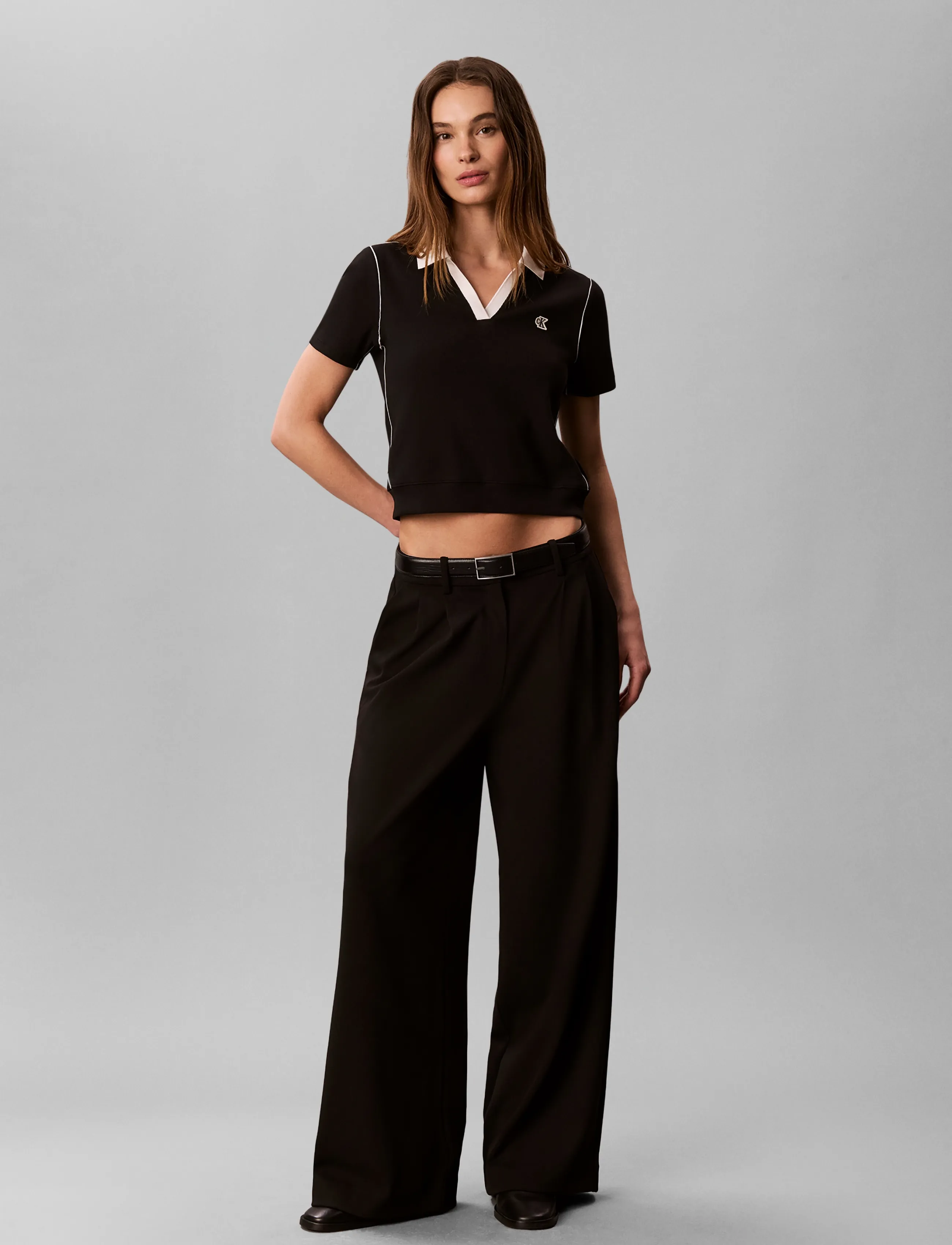 Calvin Klein Jeans Ss Color Blck 2X2 Baby Rib Polo, Kvinder, Kortærmet Ribstrikket Poloshirt, Sort, Str: S