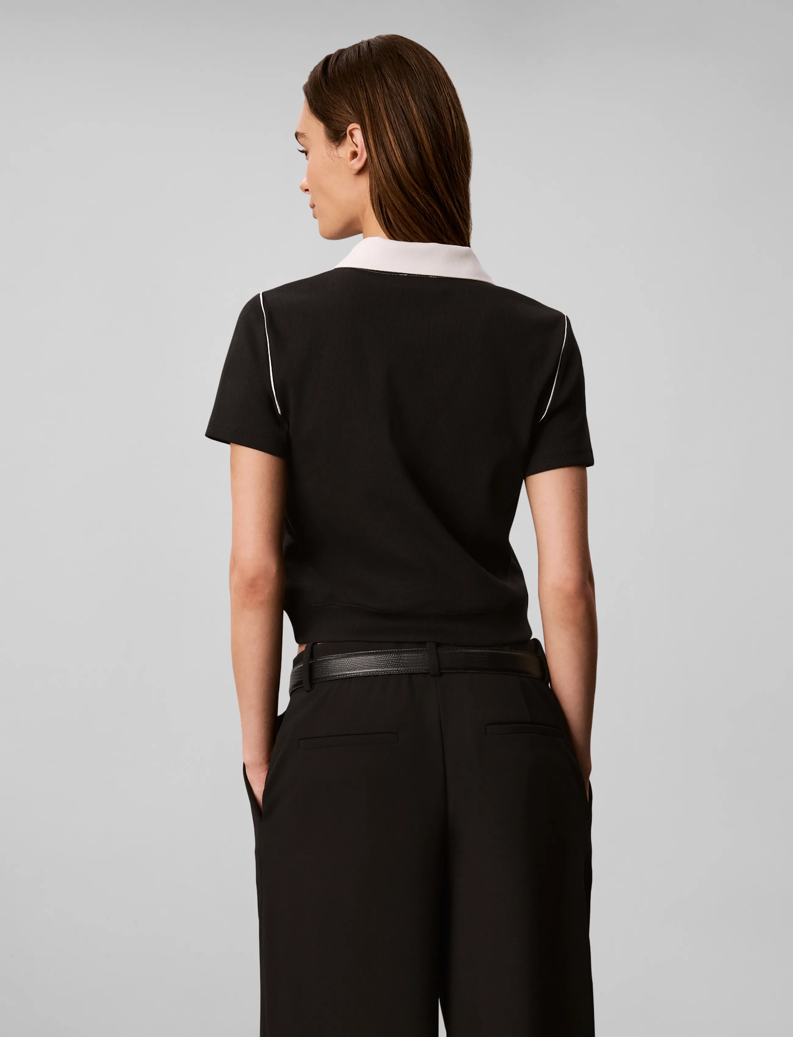 Calvin Klein Jeans - SS COLOR BLCK 2X2 BABY RIB POLO - black - 2
