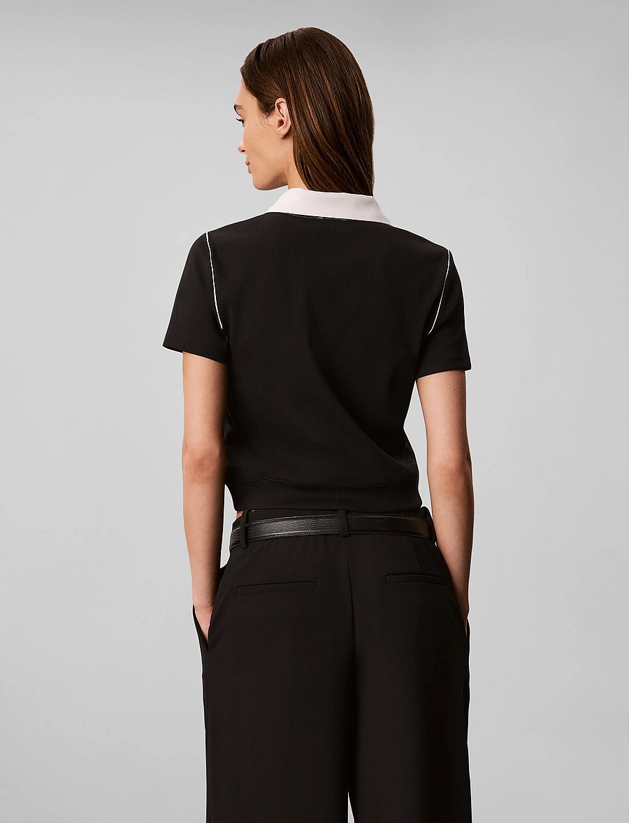 Calvin Klein Jeans - SS COLOR BLCK 2X2 BABY RIB POLO - polo shirts - black - 2
