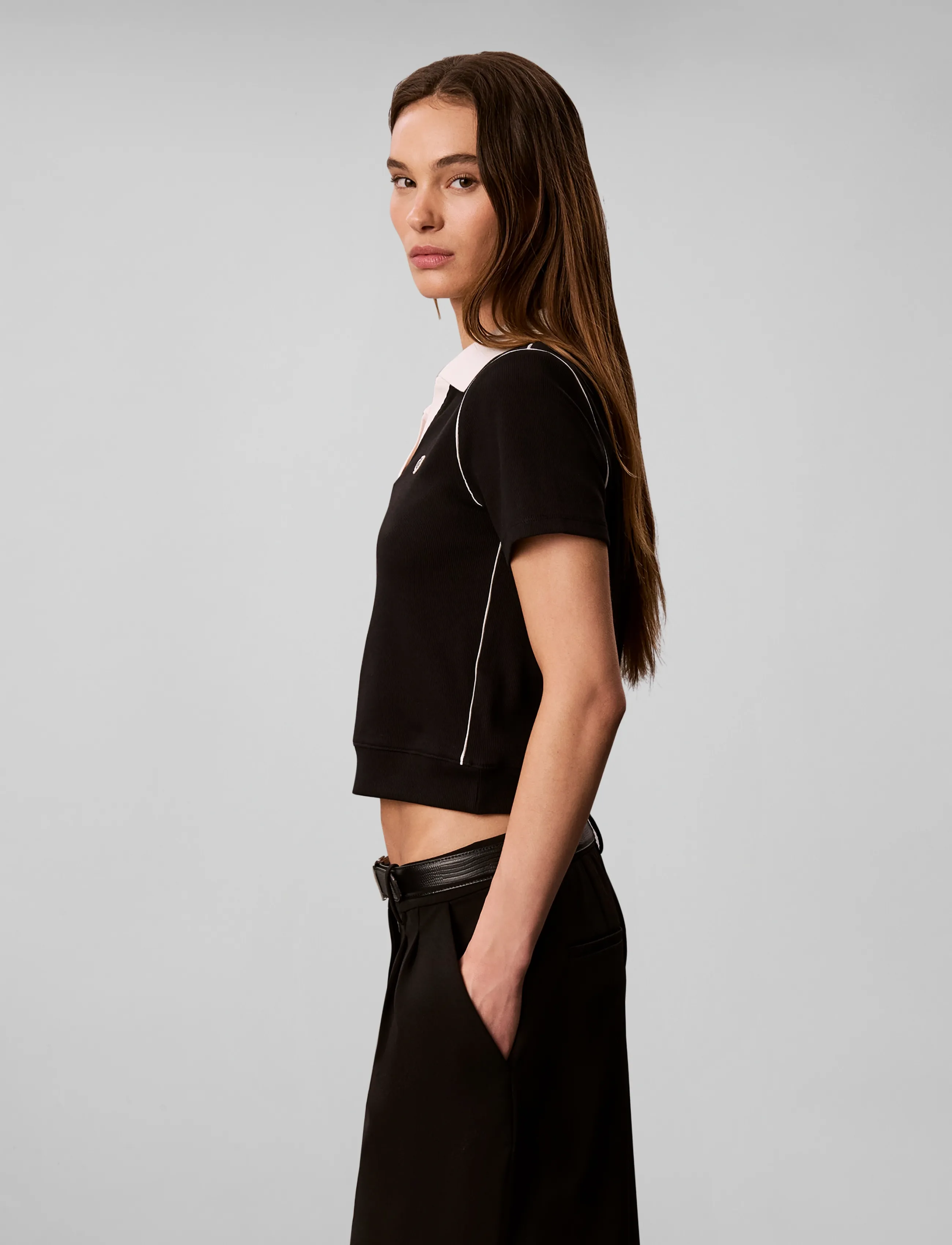 Calvin Klein Jeans - SS COLOR BLCK 2X2 BABY RIB POLO - black - 5