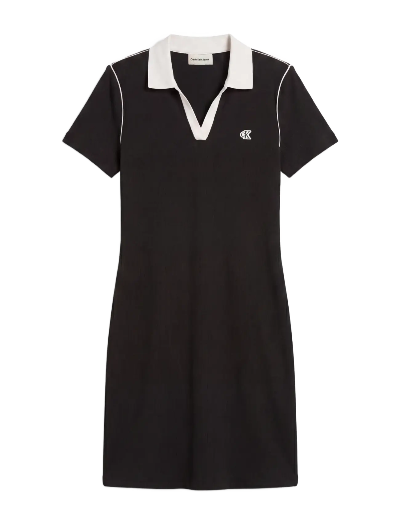 Calvin Klein Jeans - SS COLOR BLOCK 2X2 BABY RIB POLO - strikkjoler - black - 1