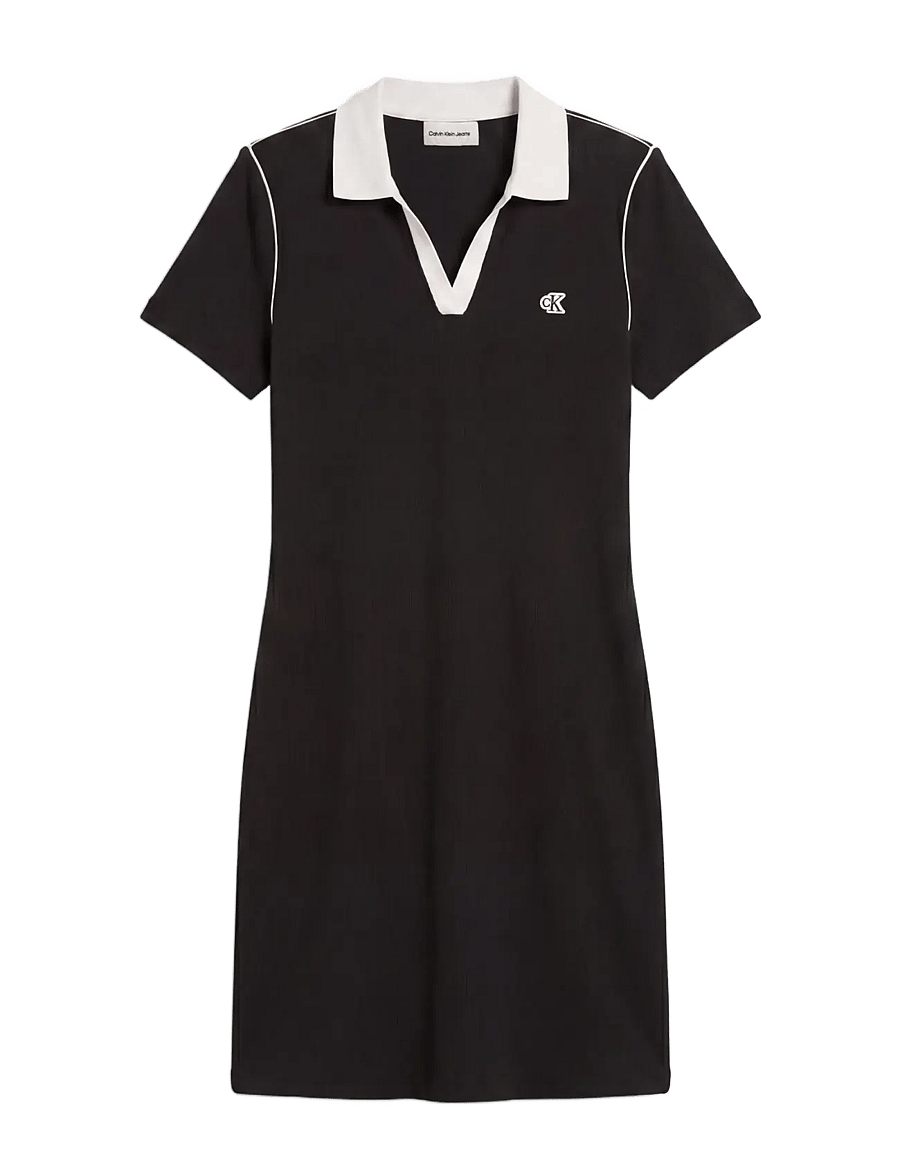 Calvin Klein Jeans - SS COLOR BLOCK 2X2 BABY RIB POLO - strikkjoler - black - 1