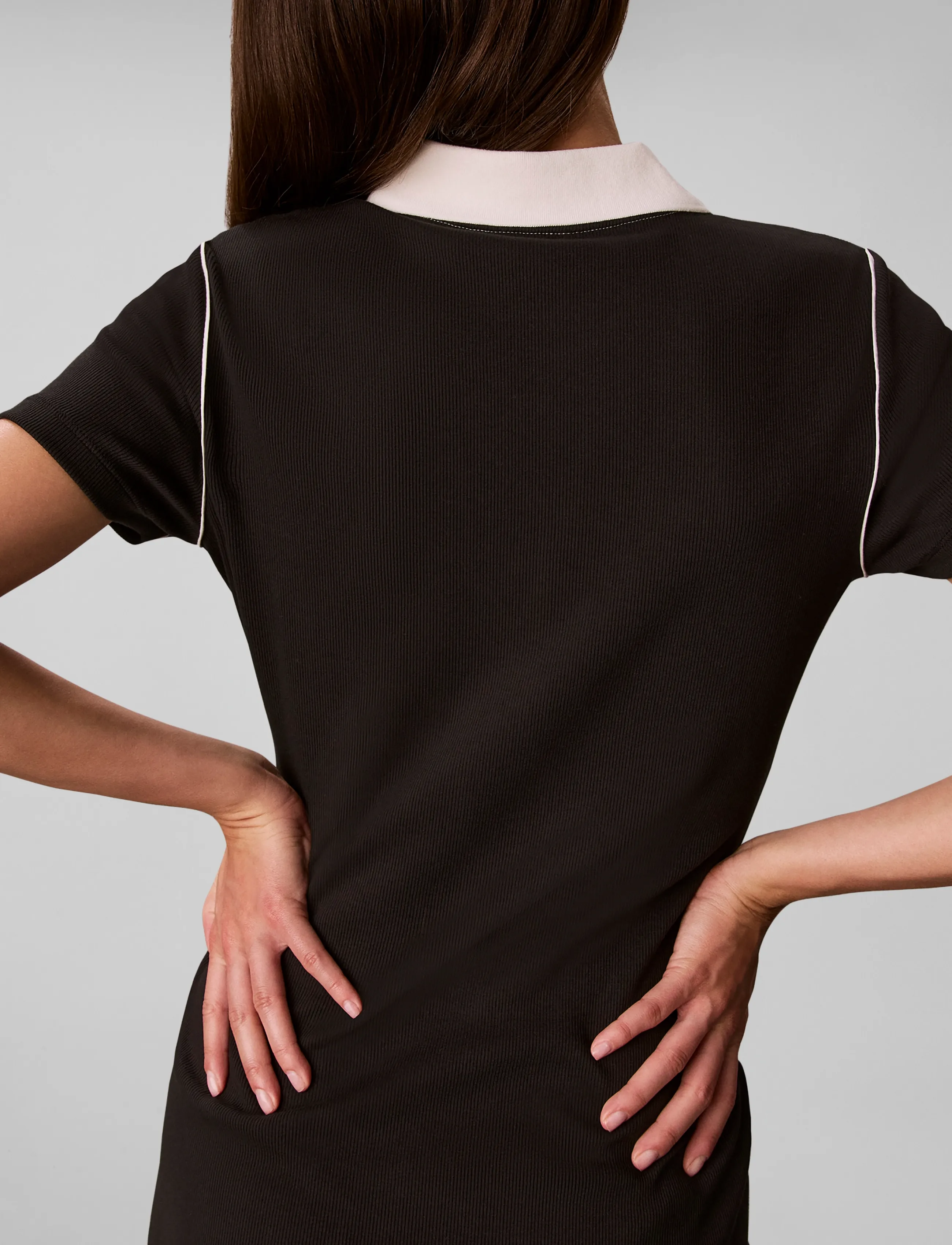 Calvin Klein Jeans - SS COLOR BLOCK 2X2 BABY RIB POLO - strikkjoler - black - 2