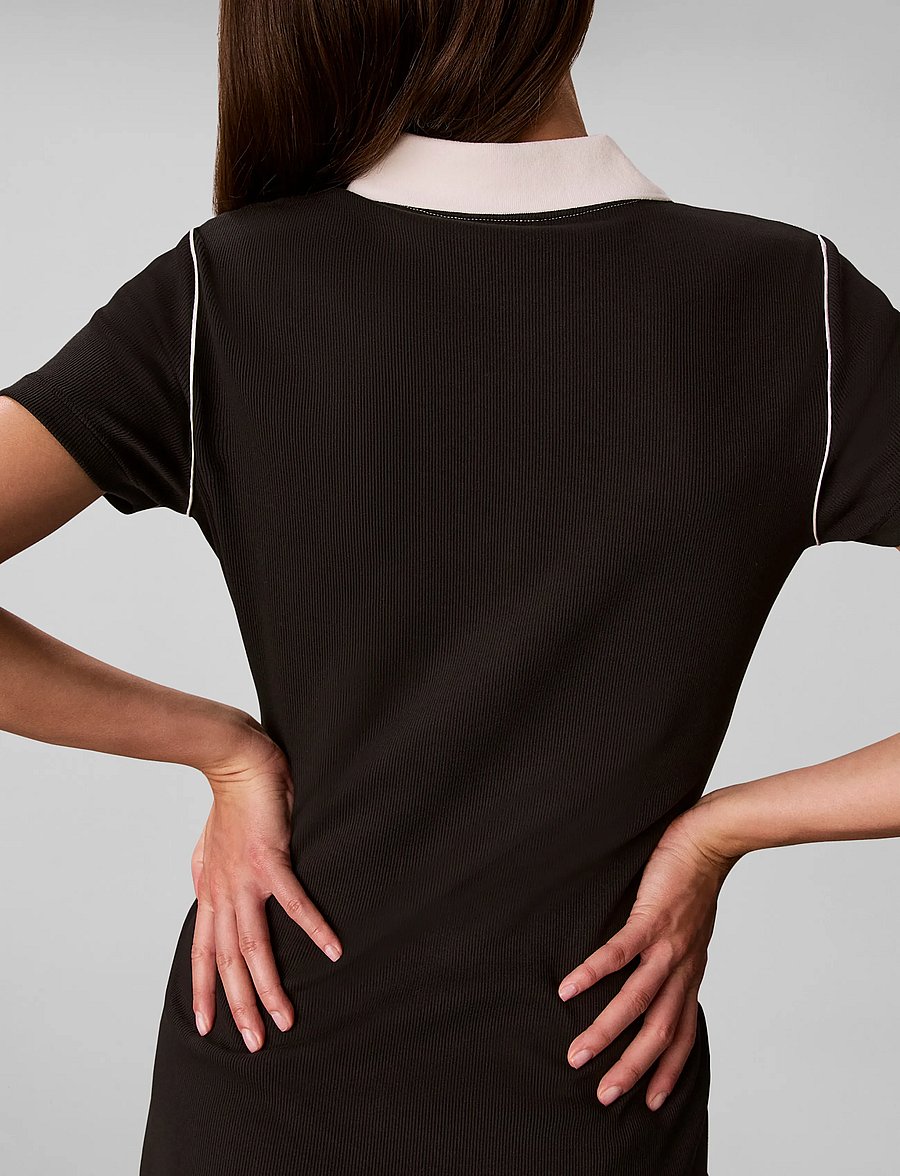 Calvin Klein Jeans - SS COLOR BLOCK 2X2 BABY RIB POLO - strikkjoler - black - 2