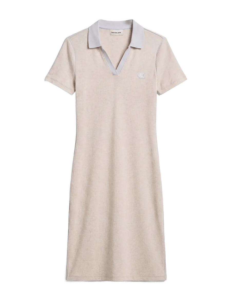 Calvin Klein Jeans - SS COLOR BLOCK 2X2 BABY RIB POLO - strikkjoler - vanilla heather - 1