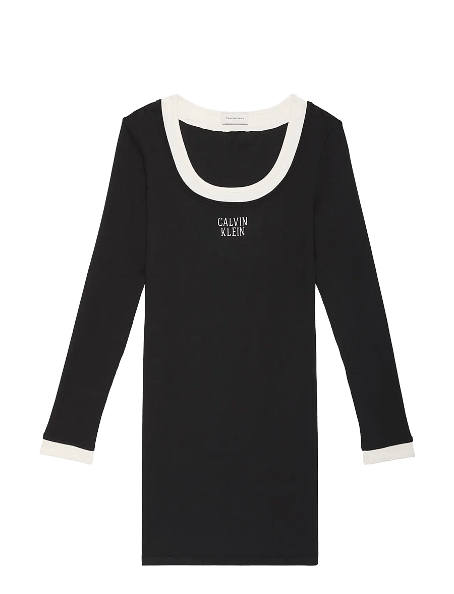 Calvin Klein Jeans - LS COLOR BLOCK 2X2 BABY RIB TEE - pikkade varrukatega topid - black - 1