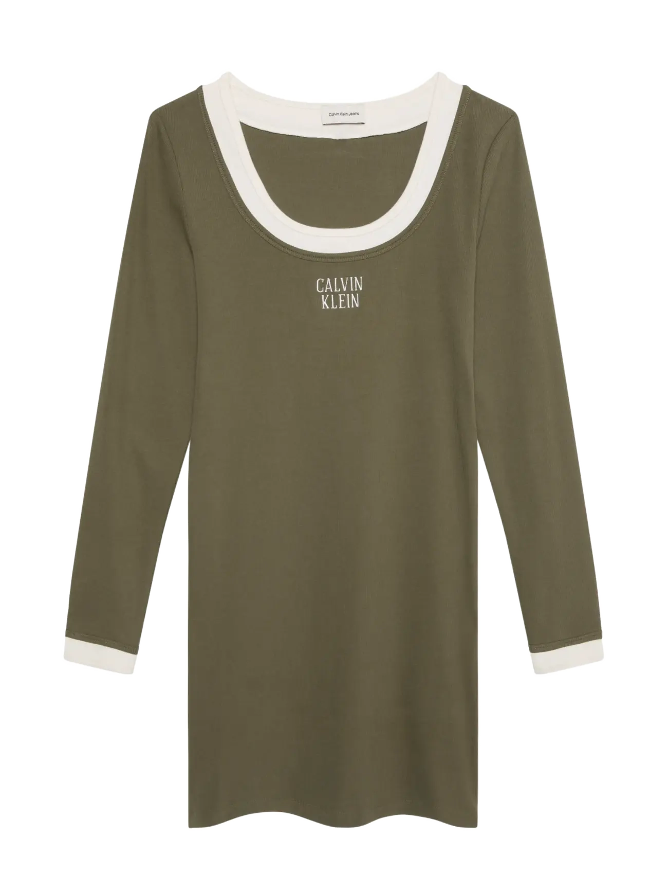 Calvin Klein Jeans - LS COLOR BLOCK 2X2 BABY RIB TEE - pikkade varrukatega topid - olive night - 1
