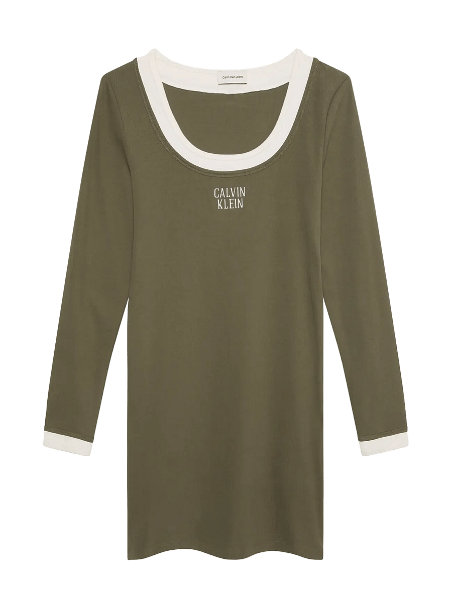 Calvin Klein Jeans - LS COLOR BLOCK 2X2 BABY RIB TEE - pikkade varrukatega topid - olive night - 1