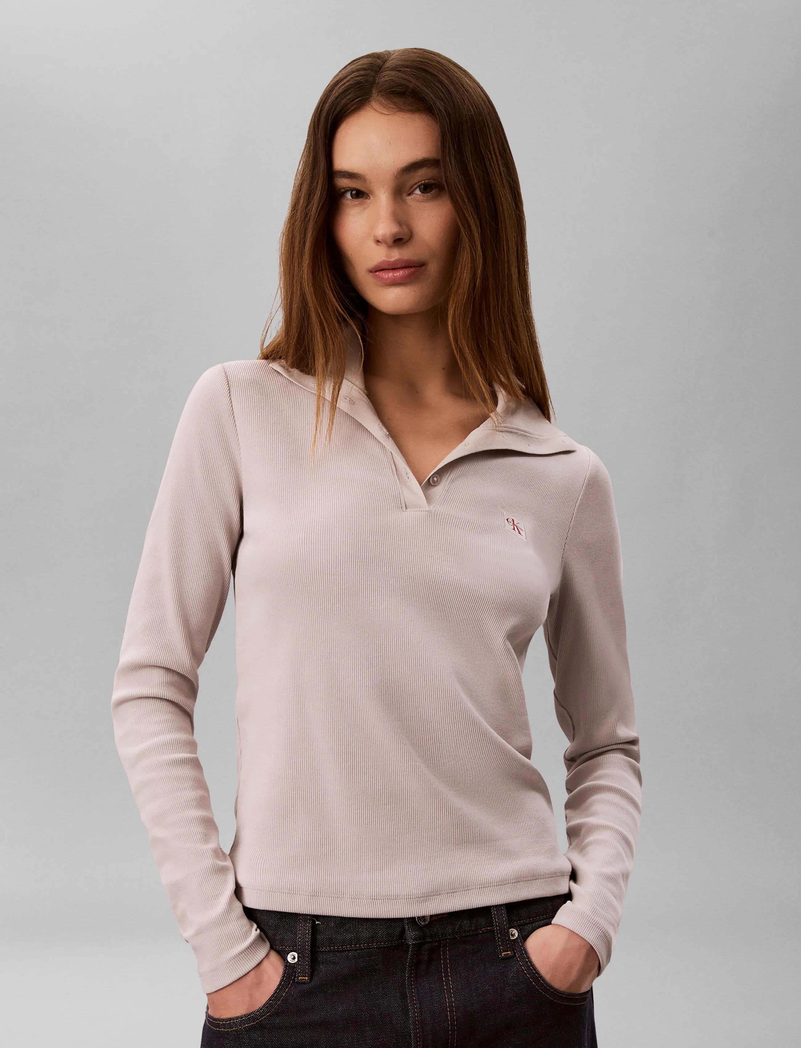 Calvin Klein Jeans - LS WVN LABEL TNECK HENLEY - poloer - ashes of roses - 3