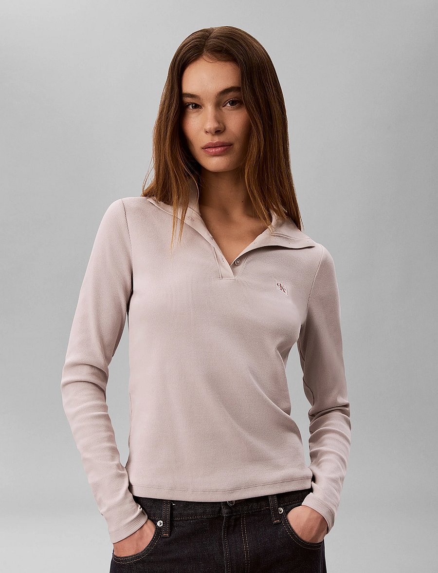 Calvin Klein Jeans - LS WVN LABEL TNECK HENLEY - poloer - ashes of roses - 3
