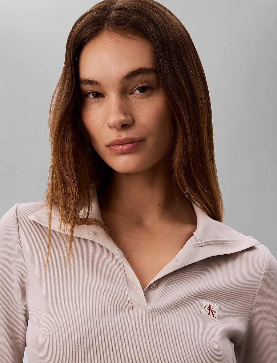Calvin Klein Jeans - LS WVN LABEL TNECK HENLEY - poloer - ashes of roses - 4