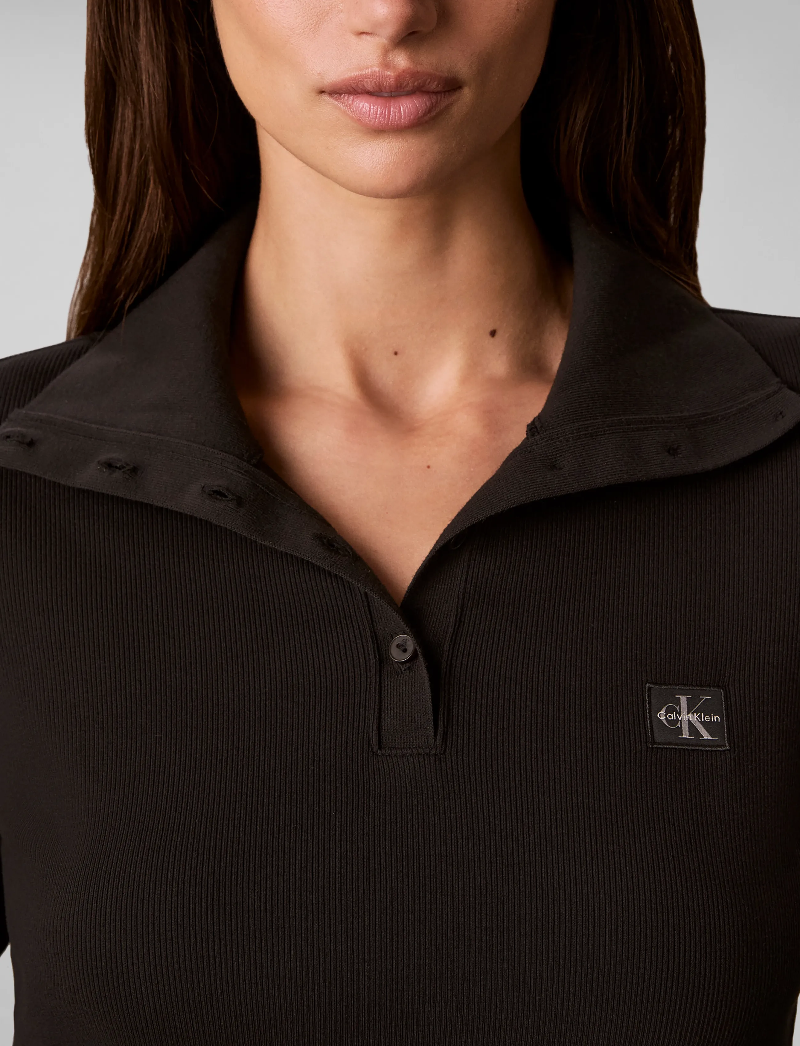 Calvin Klein Jeans - LS WVN LABEL TNECK HENLEY - poloer - black - 4