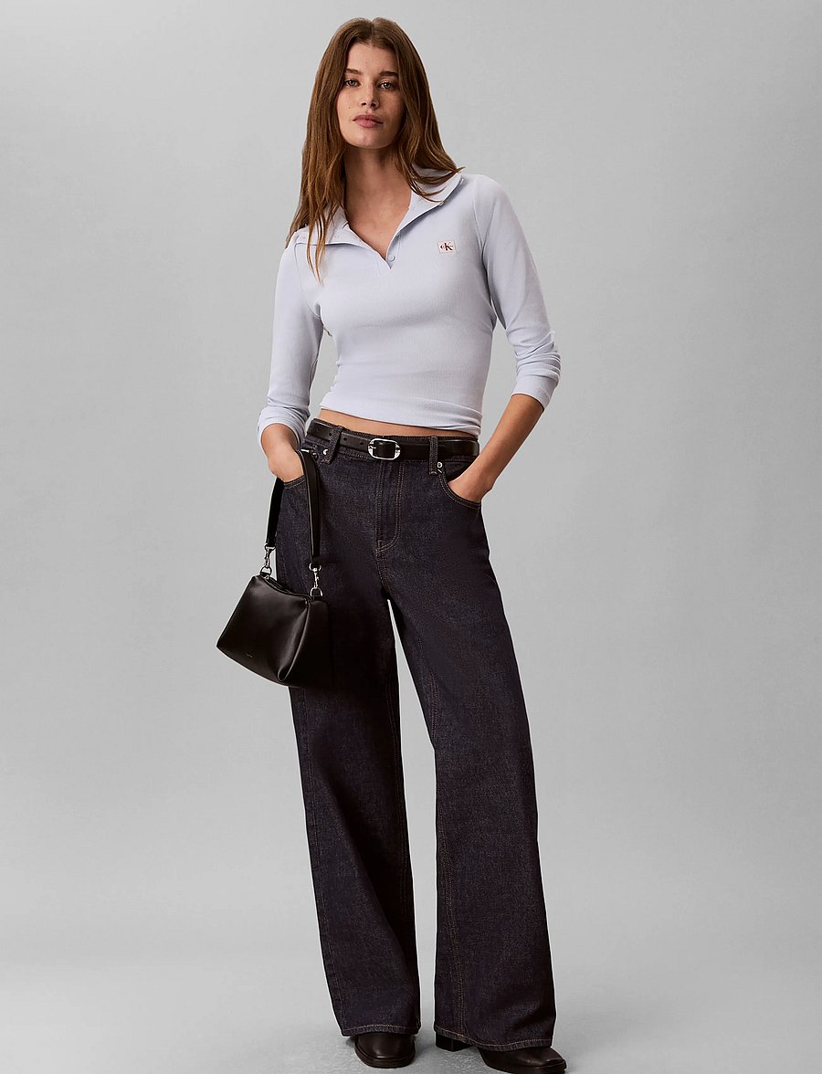 Calvin Klein Jeans - LS WVN LABEL TNECK HENLEY - poloer - plein air - 0