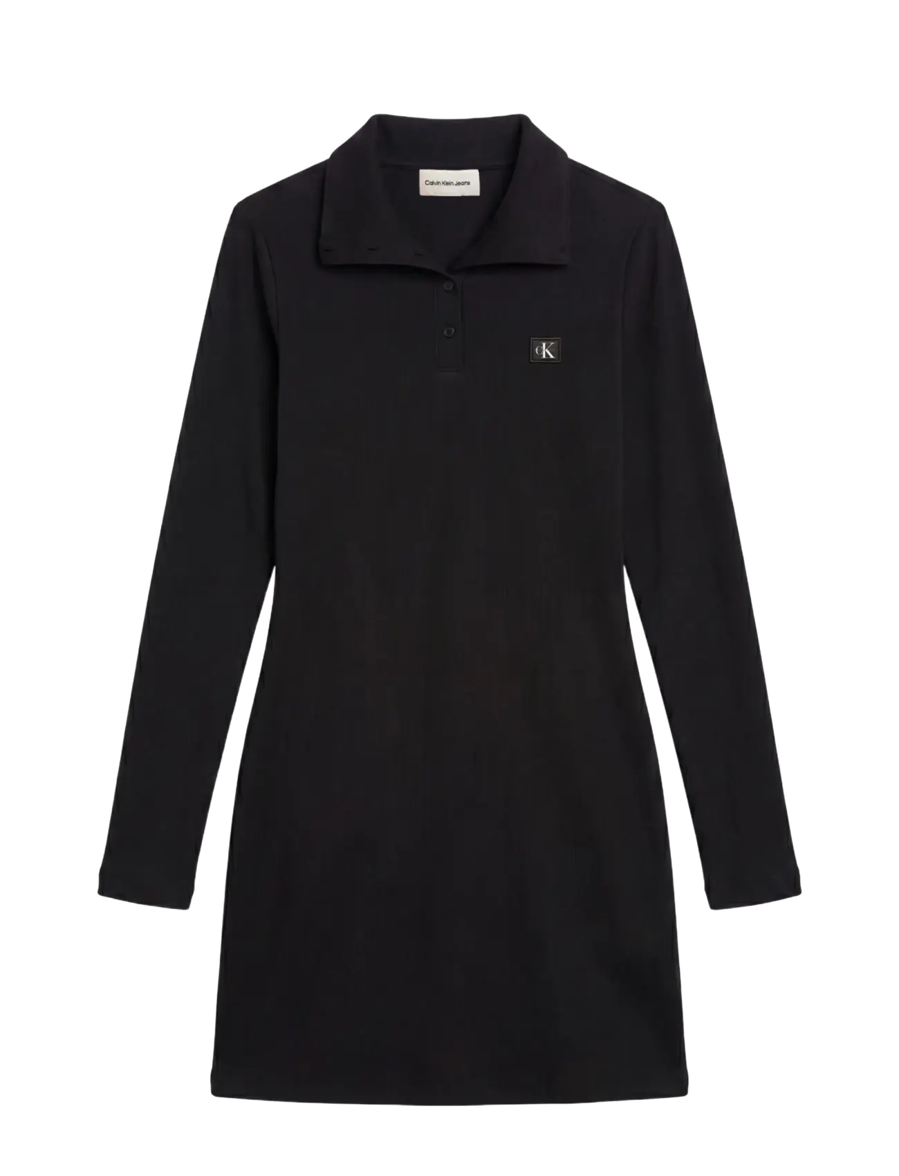 Calvin Klein Jeans - LS WOVEN LABEL TURTLENECK HENLEY - strikkjoler - black - 1