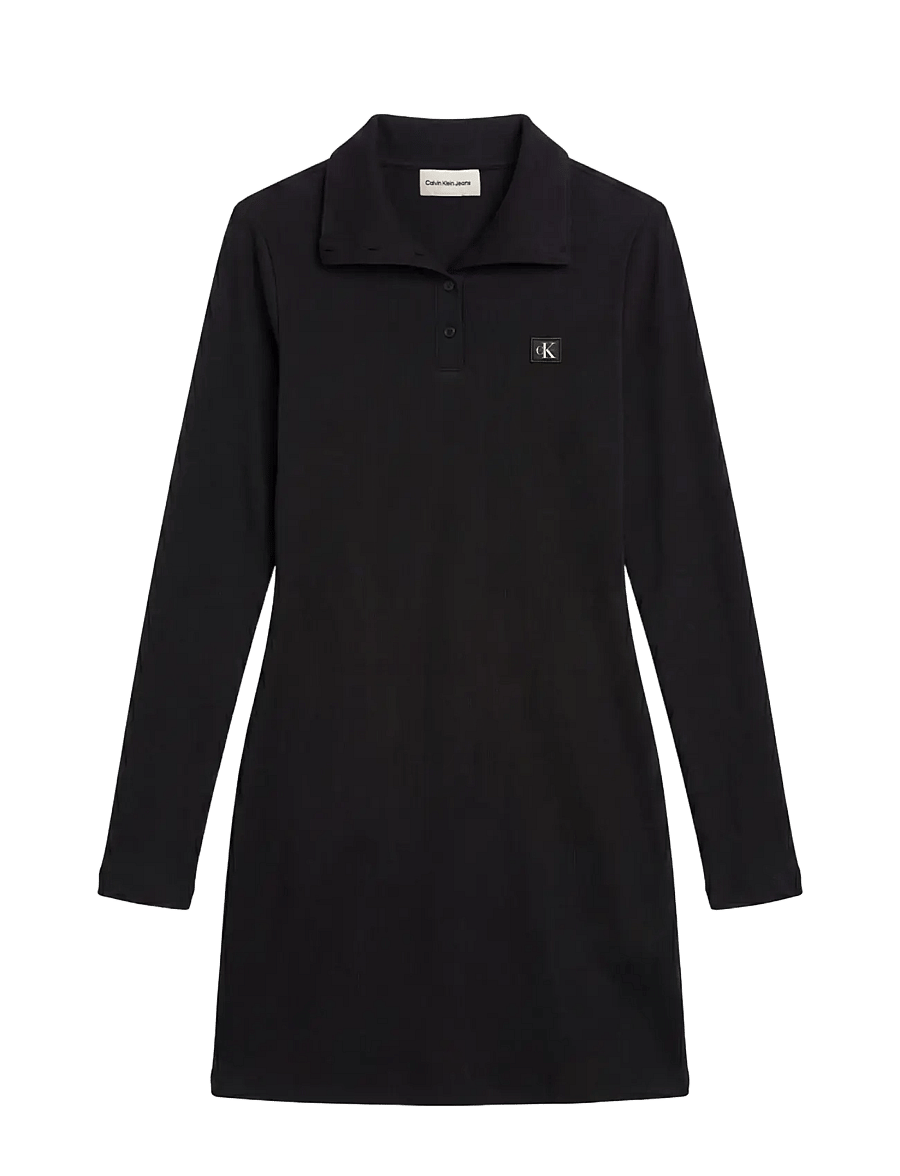 Calvin Klein Jeans - LS WOVEN LABEL TURTLENECK HENLEY - strikkjoler - black - 1