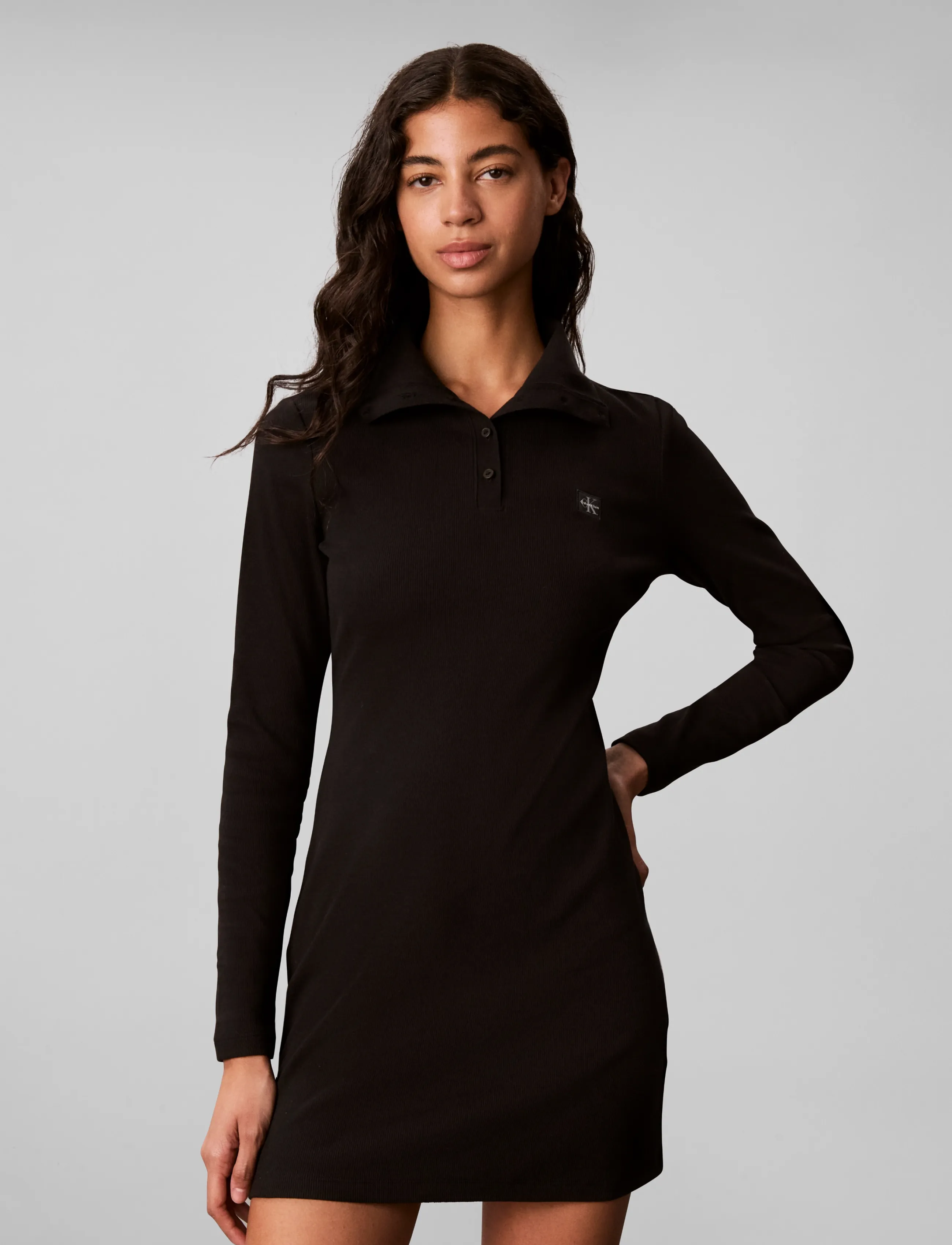 Calvin Klein Jeans - LS WOVEN LABEL TURTLENECK HENLEY - strikkjoler - black - 3
